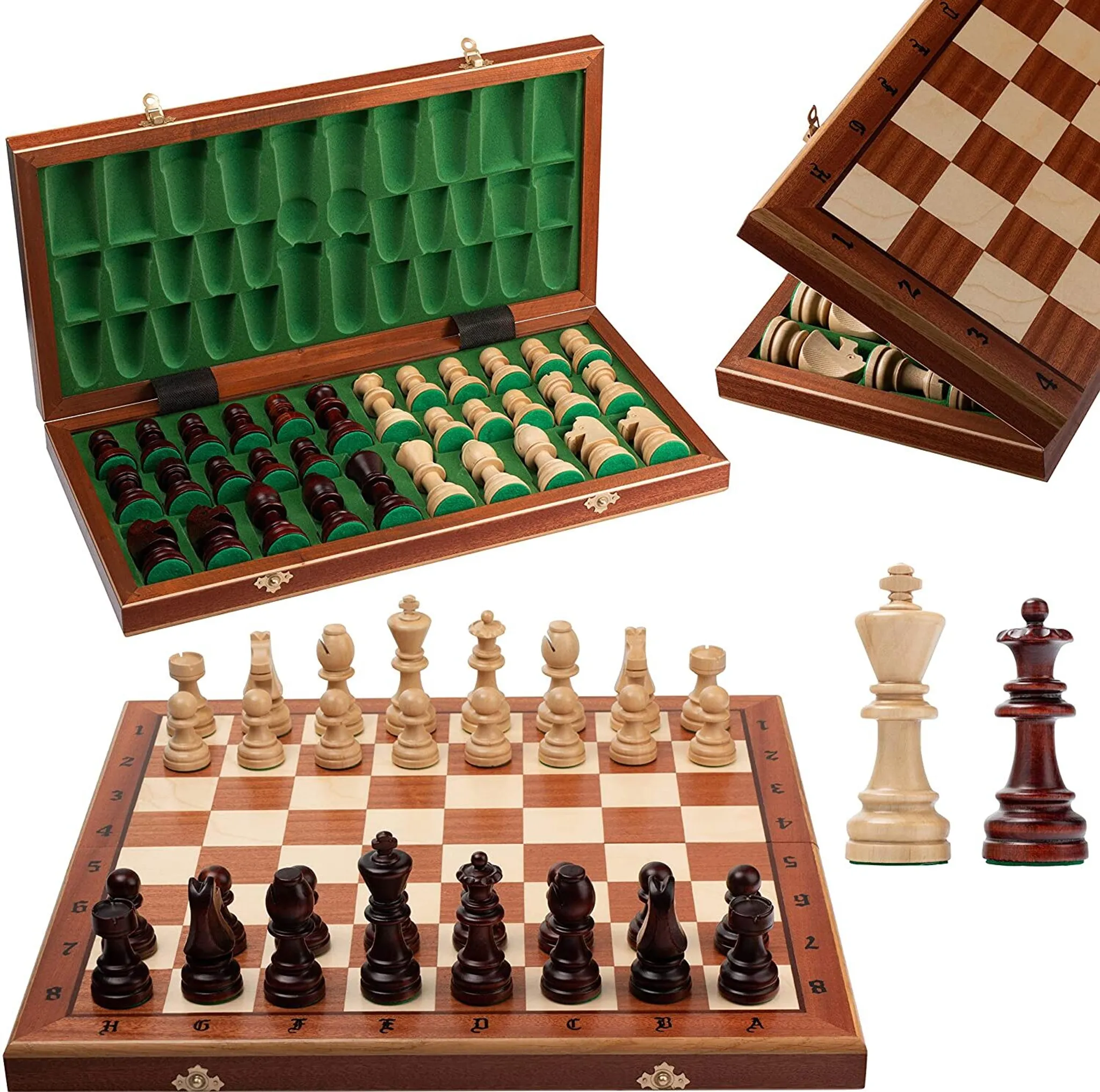 Store Indya Exclusive Schach Set Klassisch Spiel Marmor Schachbrett mit  Staunton Stuck und Holzlager Samtinnenraum