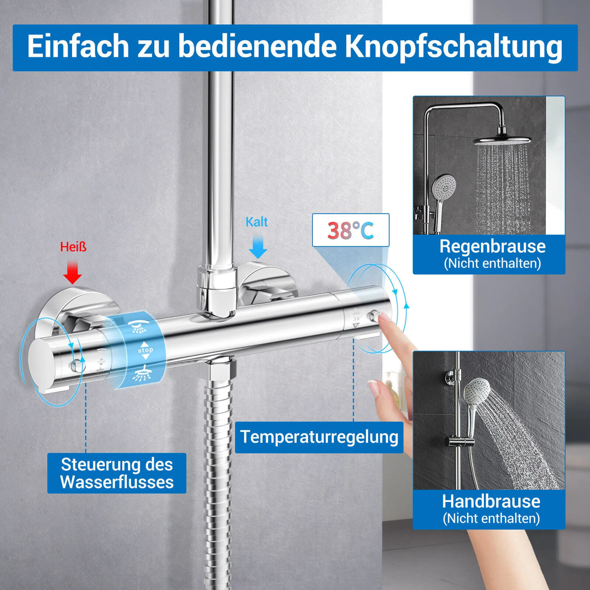 Grohtherm 1000 Performance Thermostat-Brausebatterie, 1/2