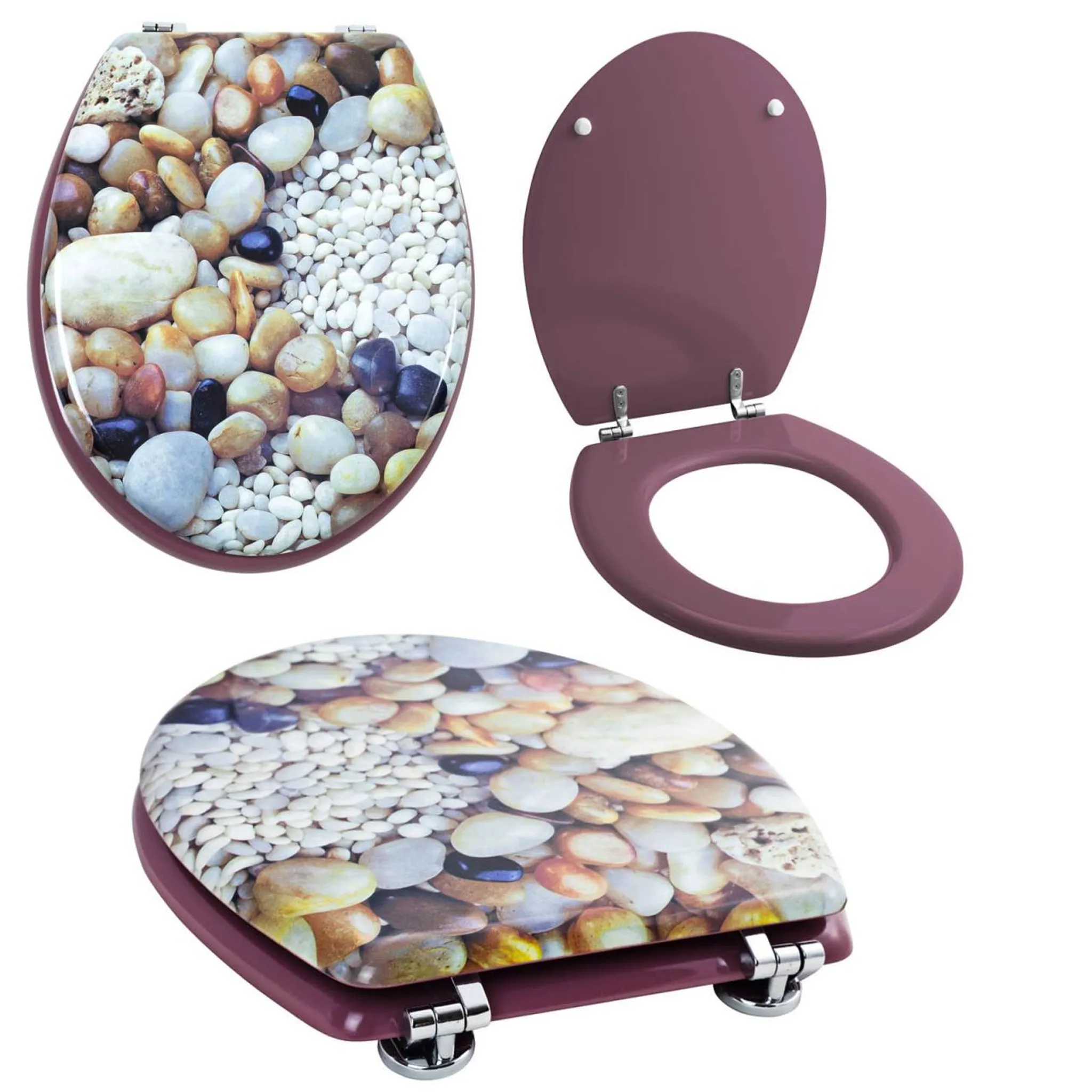 stabile Qualität Grafner® MDF WC Sitz viele schöne Motive zur Auswahl einfache Monatge WC Deckel Klobrille Multi Stone 