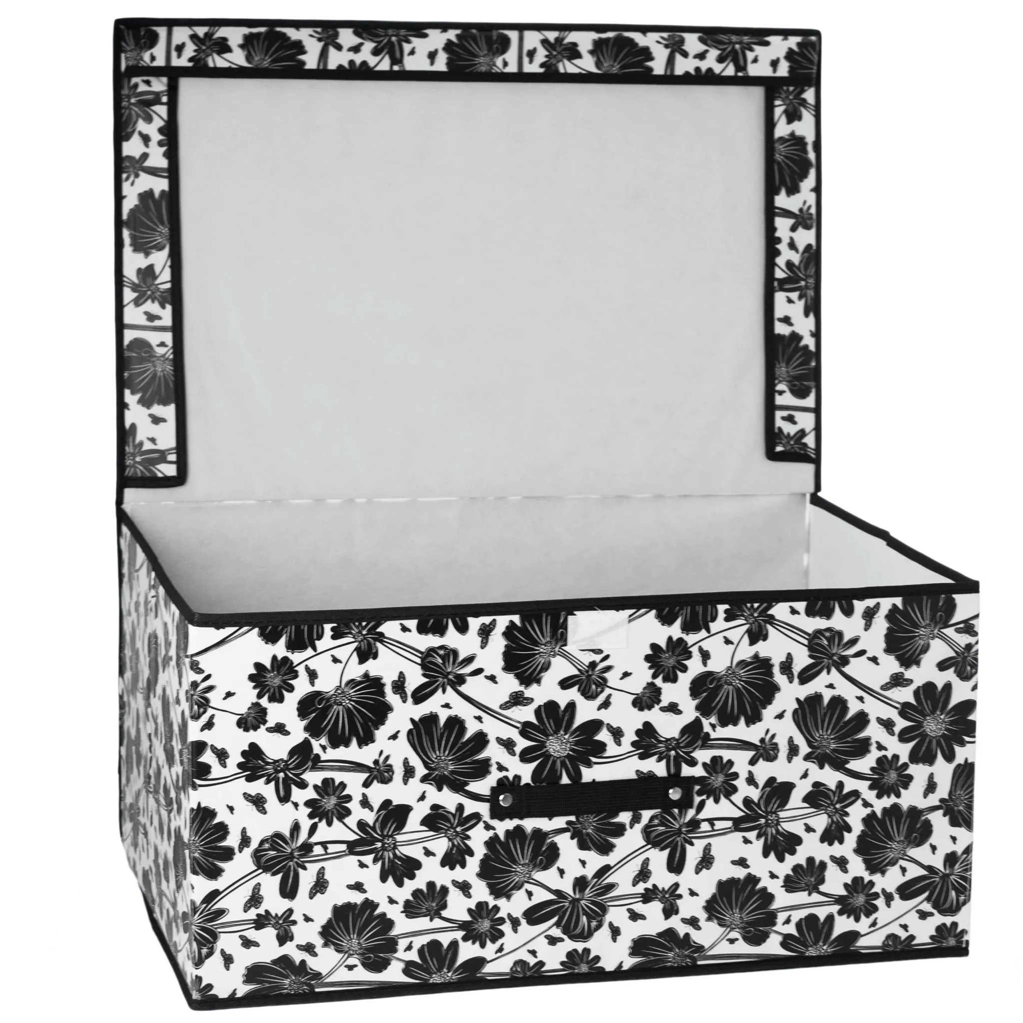 Aufbewahrungsbox Mit Deckel Garderobe Organizer Box Für Kleidung  Unterwäsche Spielzeug Dokumente Aufbewahrungsbehälter Schwarz Und Weiß  60X40X30 Cm