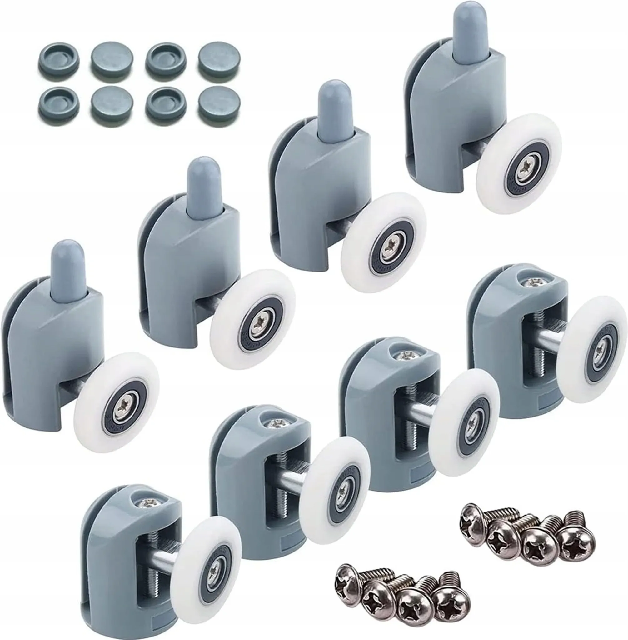 4 Doppelrollen Für Duschtüren – Nylon/Kunststoff, Unten Montiert, Mit Messinglagern, 27mm, Für Gebogene & Viertelkreis-Duschen