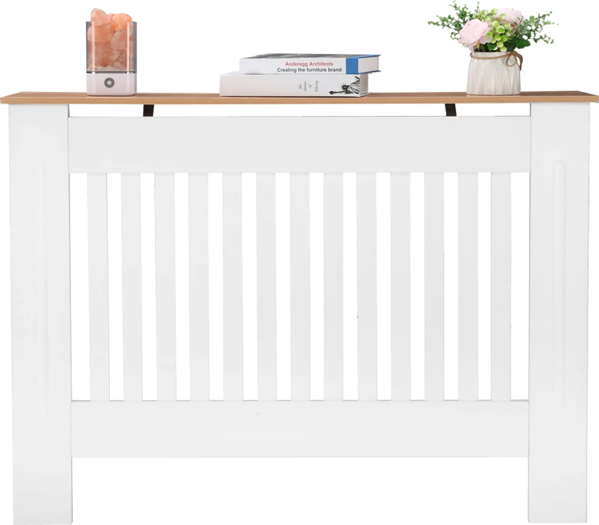 FIRBNUS Heizkörperverkleidung Schwarz - 112x81.5x19 Cm MDF Lamellen Design Mit Stauraum