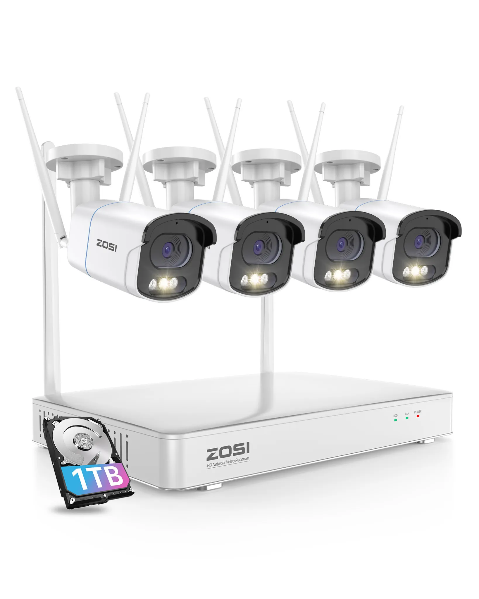 ZOSI Set 12" Monitor 1TB HDD 4X WiFi 6 360° PTZ Domekameras KI Verfolgung 2 Wege Audio Zosi