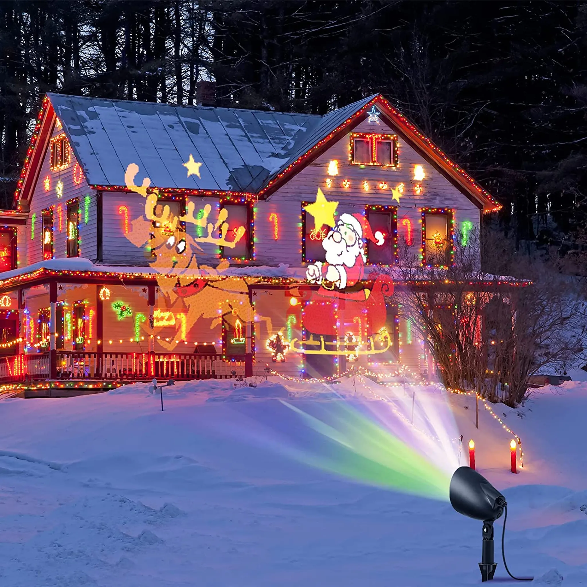 Weihnachten Projektor, Weihnachtsbeleuchtung Außen mit 18 Mustern und  Wasserwellen Effekt, IP65 Wasserdicht LED Projektionslampe mit  Fernbedienung für