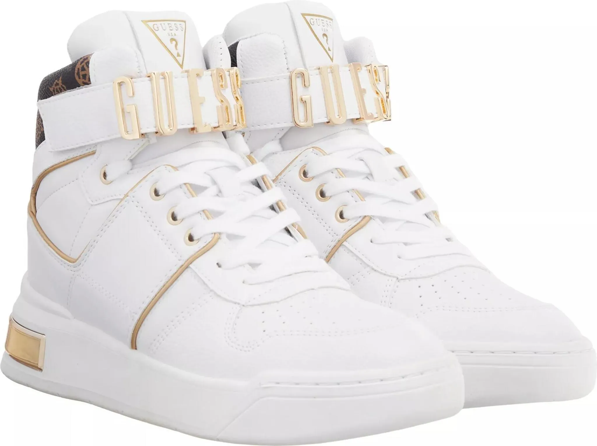 Schuhe Sneaker High Damen Gold Sneaker High Heel Hohe Turnschuhe