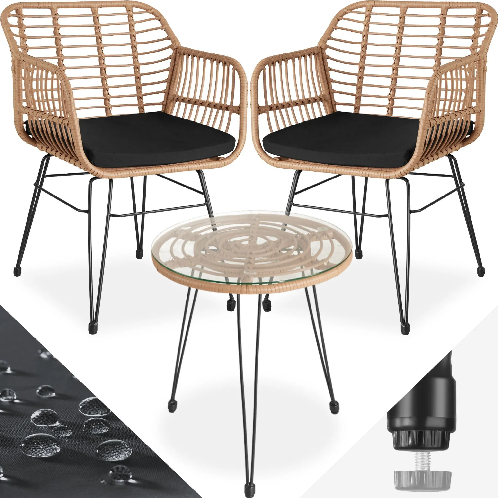 Outsunny 2er-Set Sitzauflage, Polyester+Schaumstoff, Dunkelgrau, je 120 x  50 x 5 cm