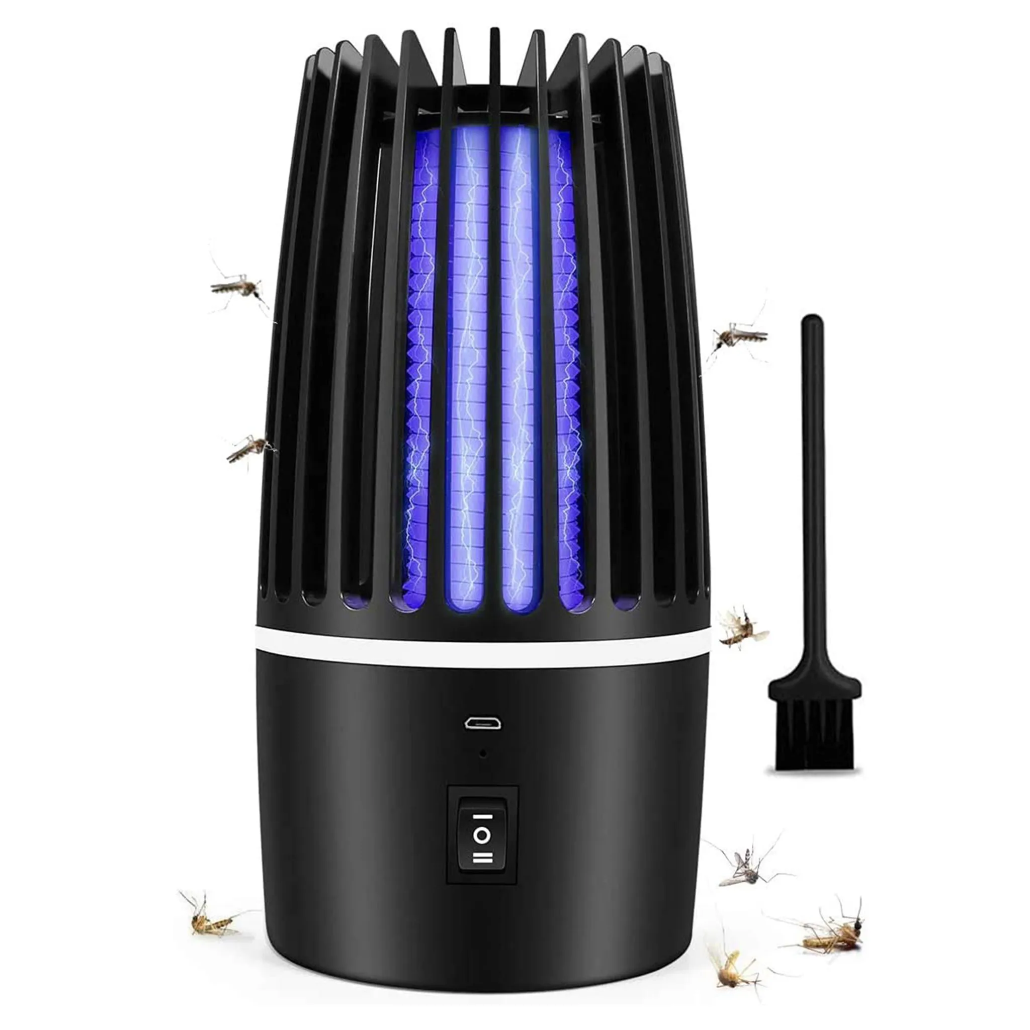 Vivibel Insektenvernichter Elektrisch 2-In-1 UV Lampe Moskito Killer IP66 wasserdichte Solar Mückenkiller LED Campinglampe Zeltlampe USB Wiederaufladbar und Einziehbarer Haken für Innen und Außen 