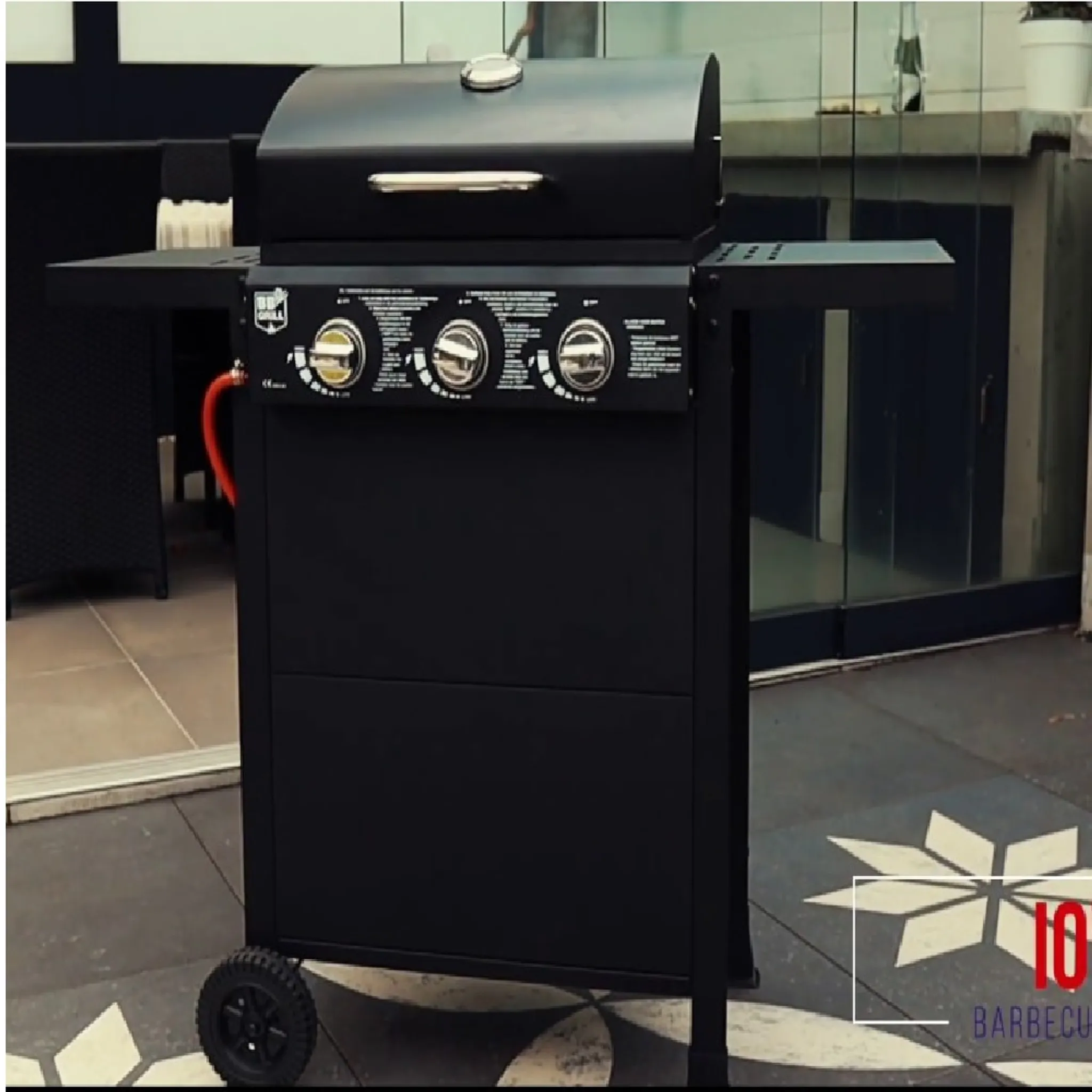 Outtrade Gasbarbecue IOWA BBQ Brennern mit 9 kW Gasgrill Standgrill 3 Grillwagen
