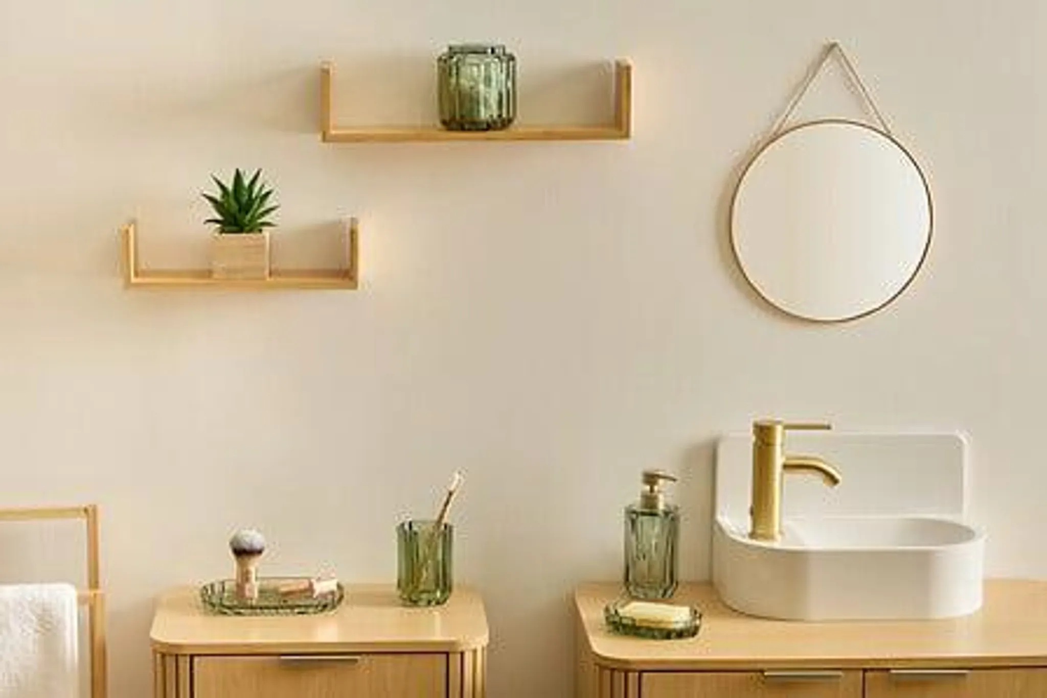Organizer für das Badezimmer, Florea, aus Glas, grün, oval