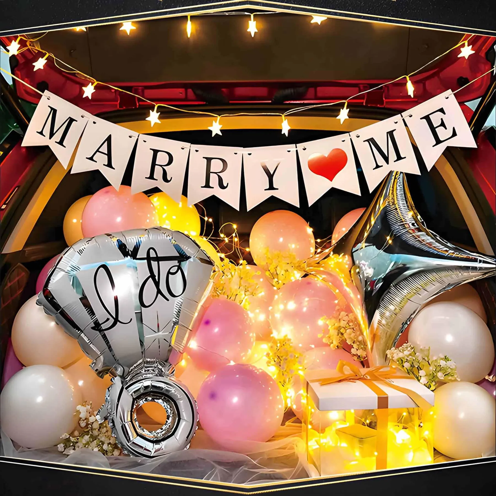 Party Dekorationsset Marry Me Deko, Ring Antrag Folienballons, Girlande,  Luftballons