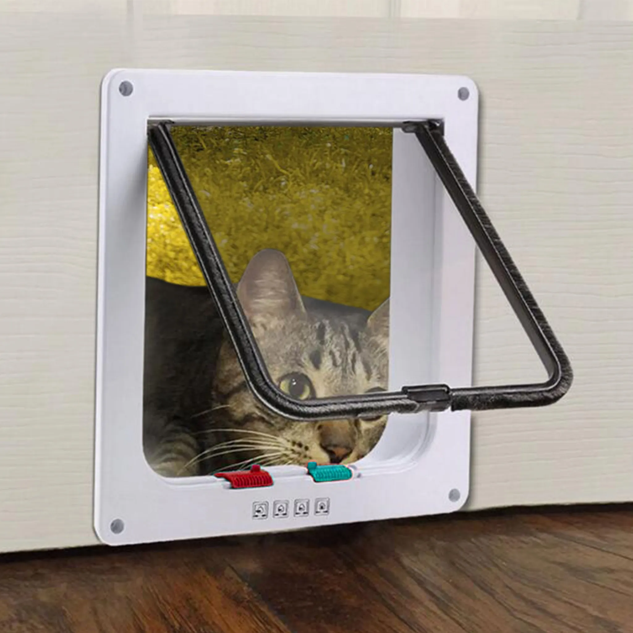 Grway Katzenklappe 4 Wege Magnet-Verschluss Katzentür Installieren Leicht  Haustierklappe Hundeklappe Weiß (M) : : Haustier