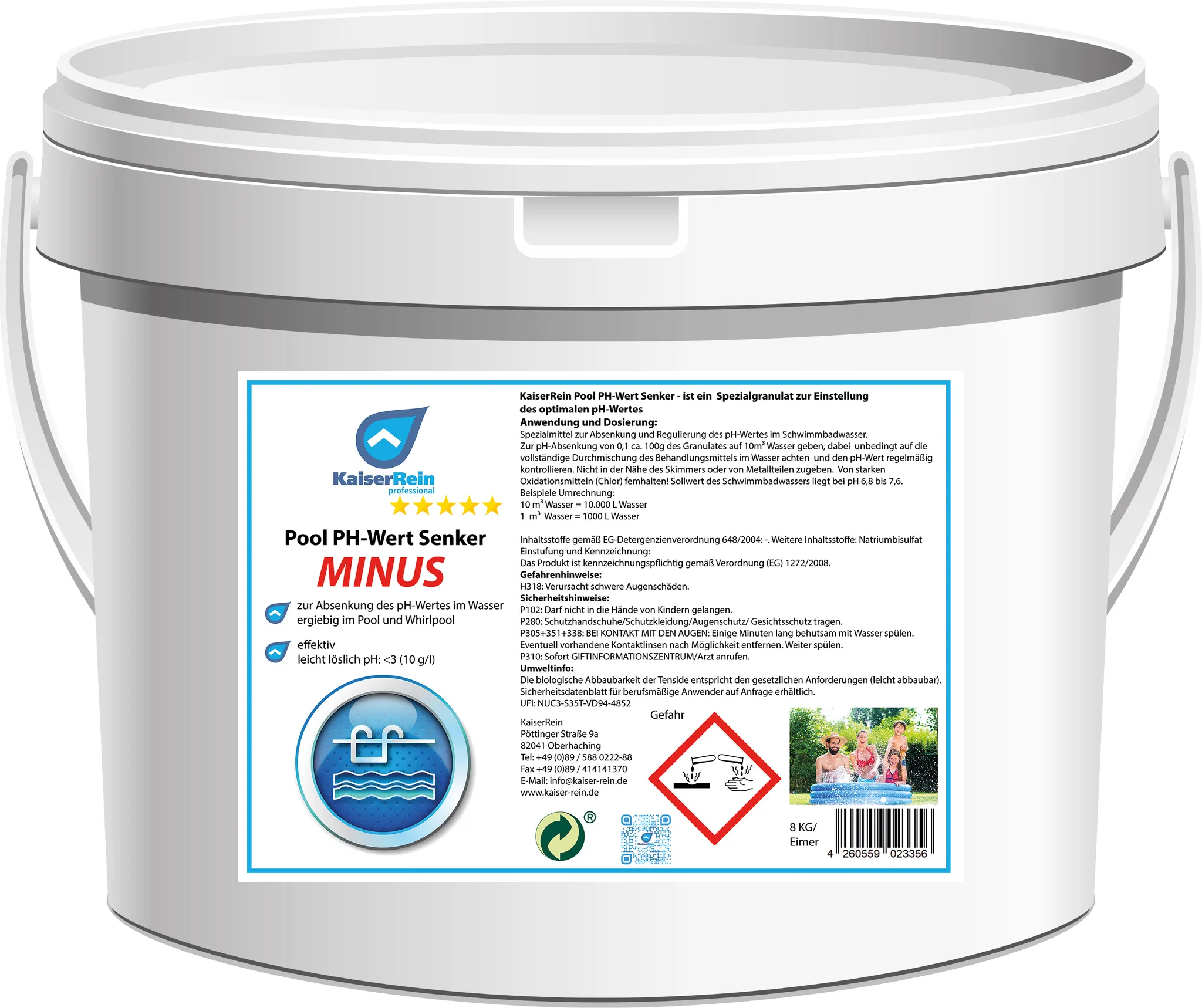 PH Minus Granulat 5 Kg – Senkt Pool-pH, Für Kristallklares Wasser, Im Eimer