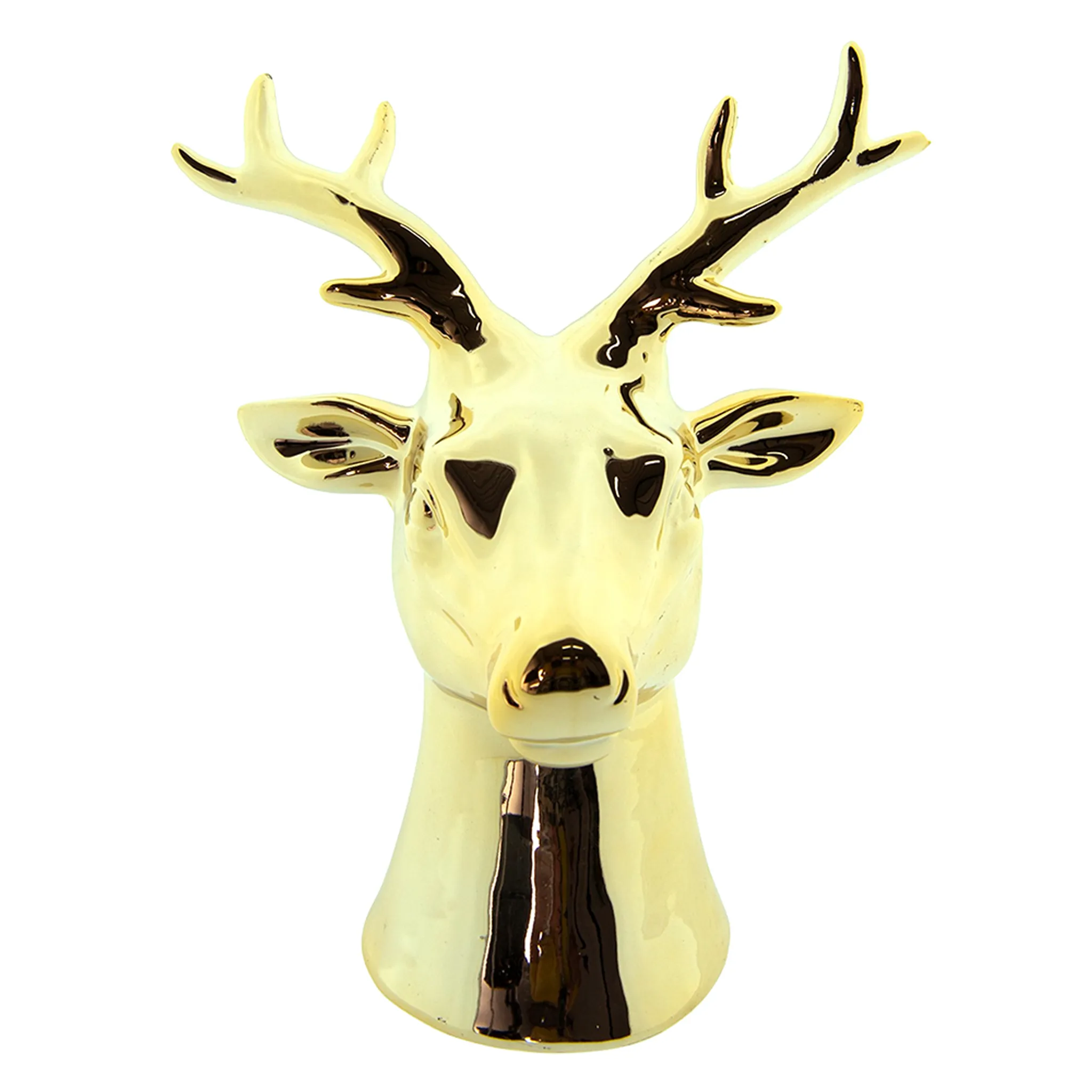 Creative Co-op Weihnachtsstrumpf Mit Hirsch-Motiv – Baumwolle, 48,3 Cm – Creme, Blau & Gold