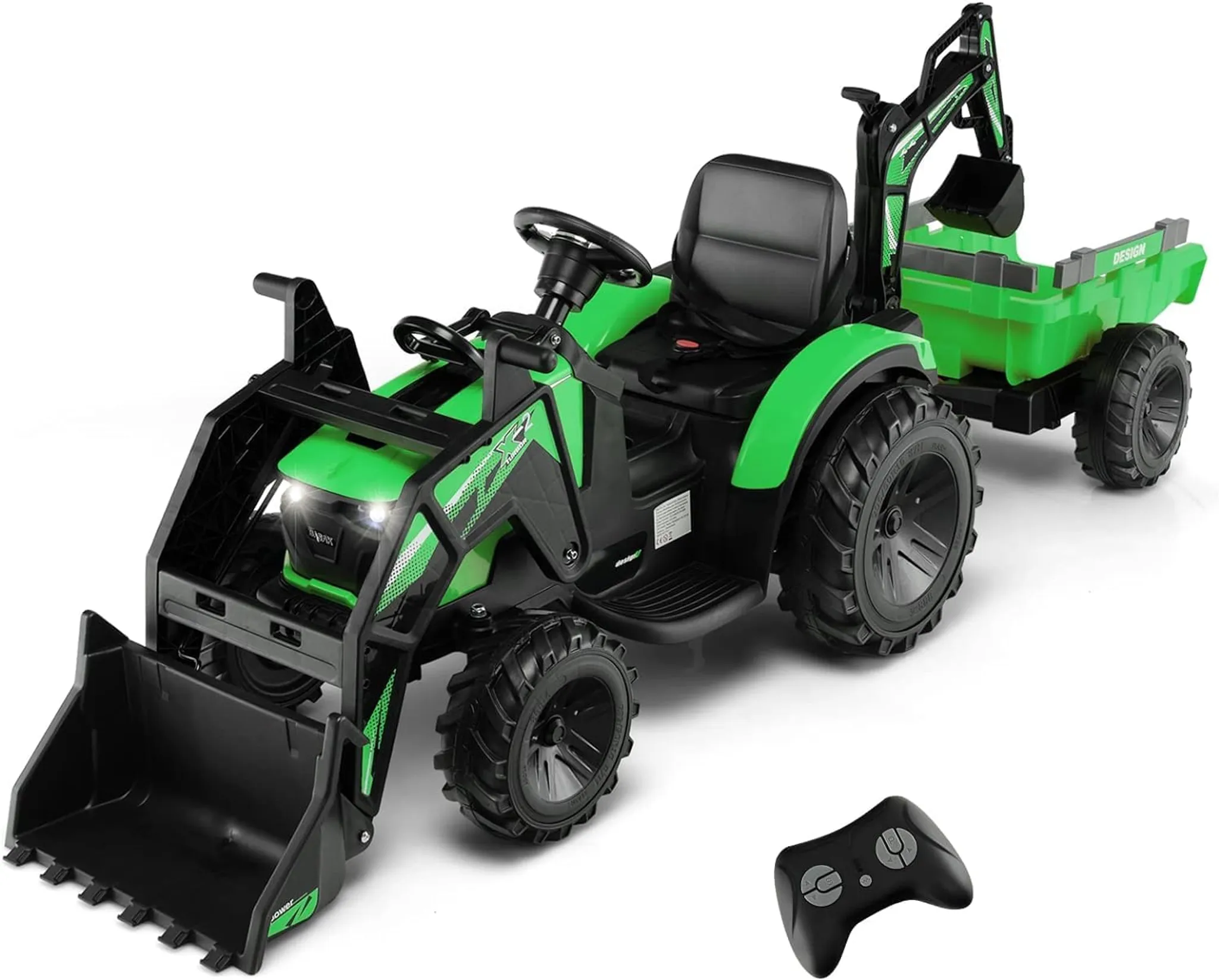 Costway Elektro-Kindertraktor 12V mit abnehmbarem Anhänger grün ab 172,91 €