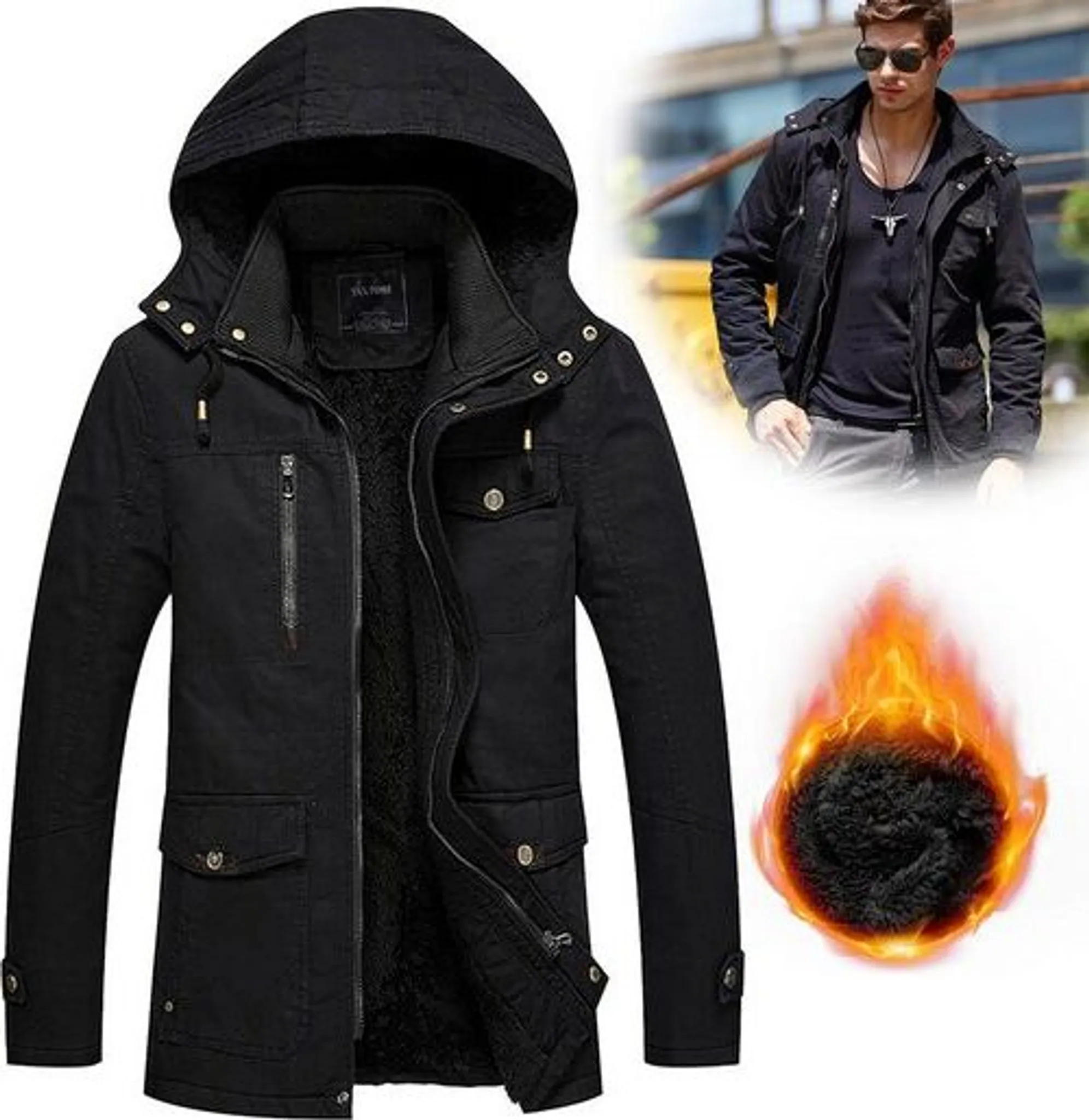 Freetoo Winterjacke, Winterjacke Herren, Warm Gefüttert