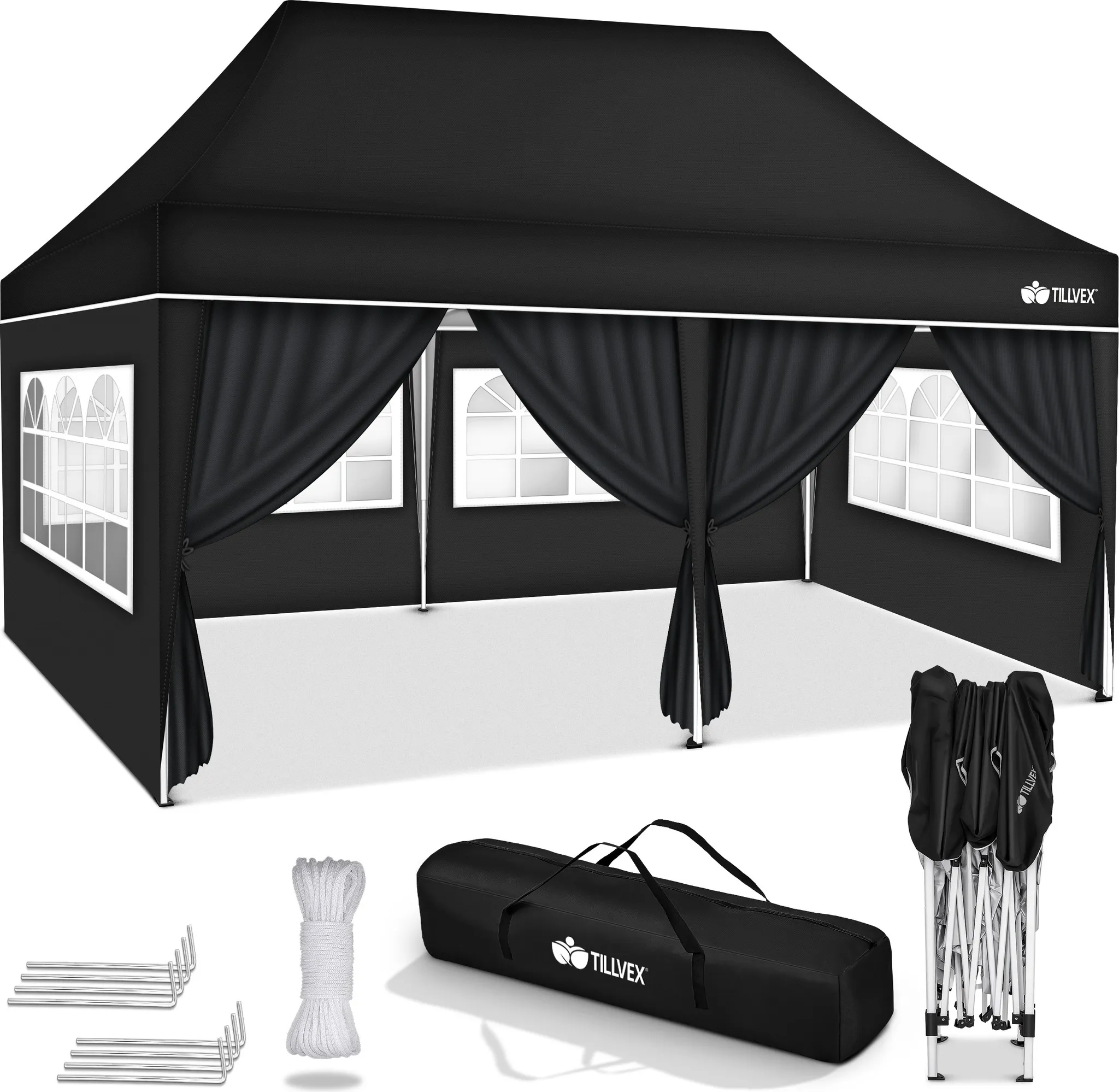 Gazebo Pop-Up 3x3 m Blu,VEVOR Impermeabile e Anti-UV con Pannelli Laterali e Borsa da Trasporto | Leroy Merlin