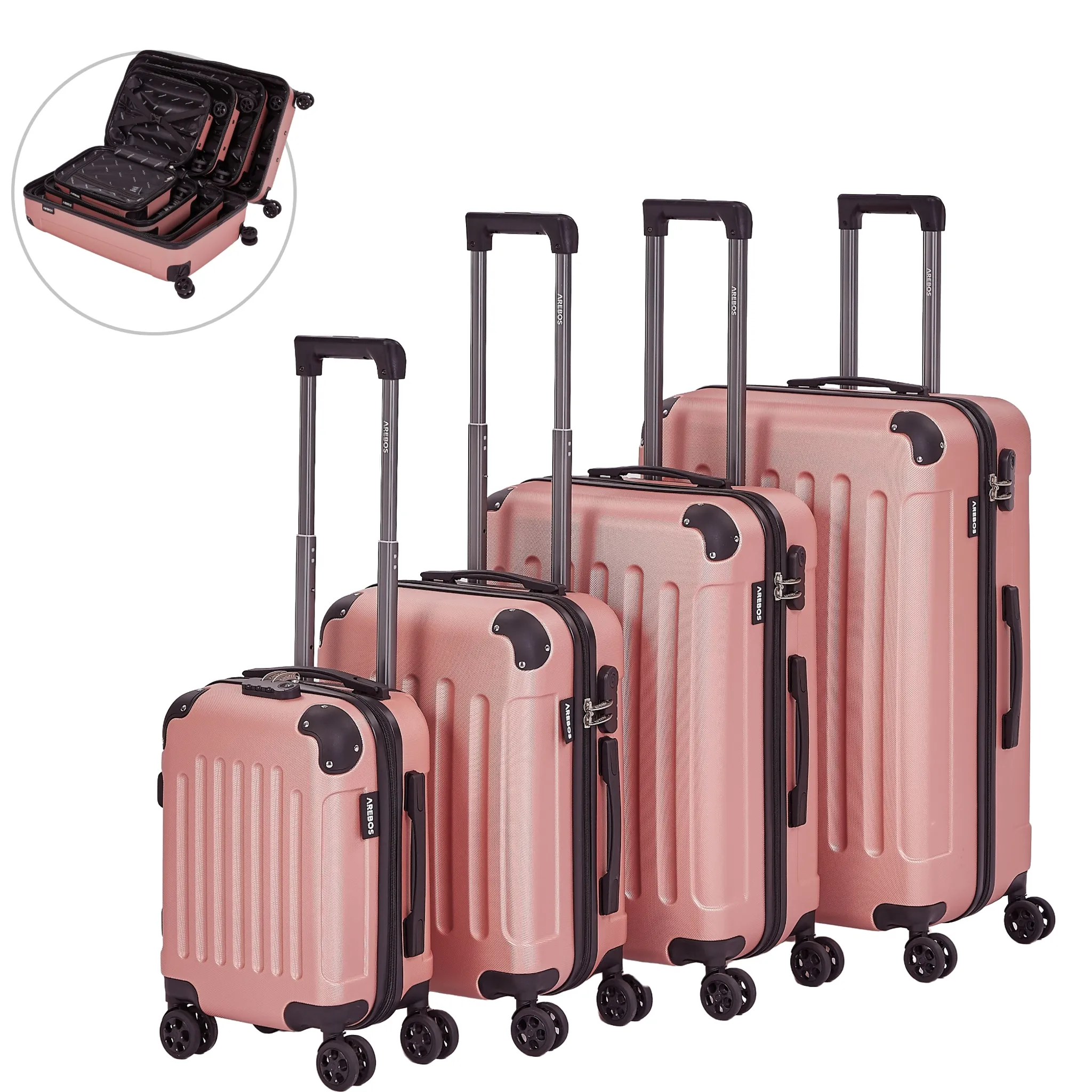 AREBOS Reisekoffer 4er Set Hartschalen Koffer