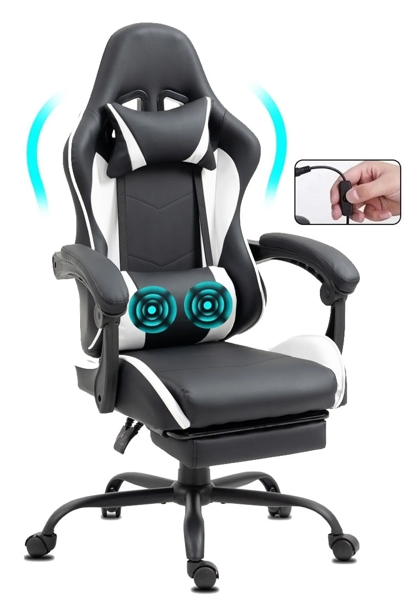BIGZZIA Gaming Stuhl Ergonomisch - Gamer Stühle mit Lendenkissen +  Kopfstütze - Gaming Chair Höhenverstellbar Bürostuhl Computerstuhl für  Erwachsene Grün