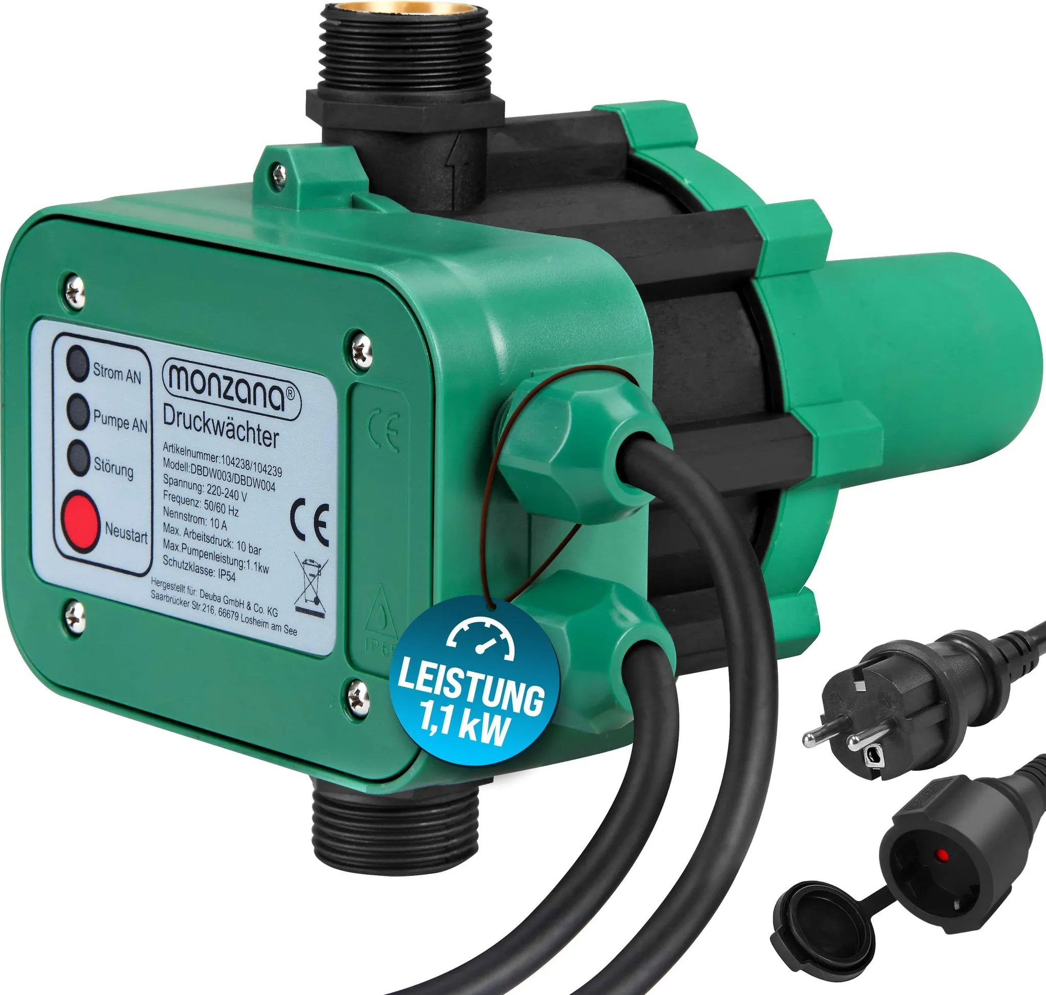 MONZANA Druckschalter Wasserpumpe mit Kabel 10 Bar