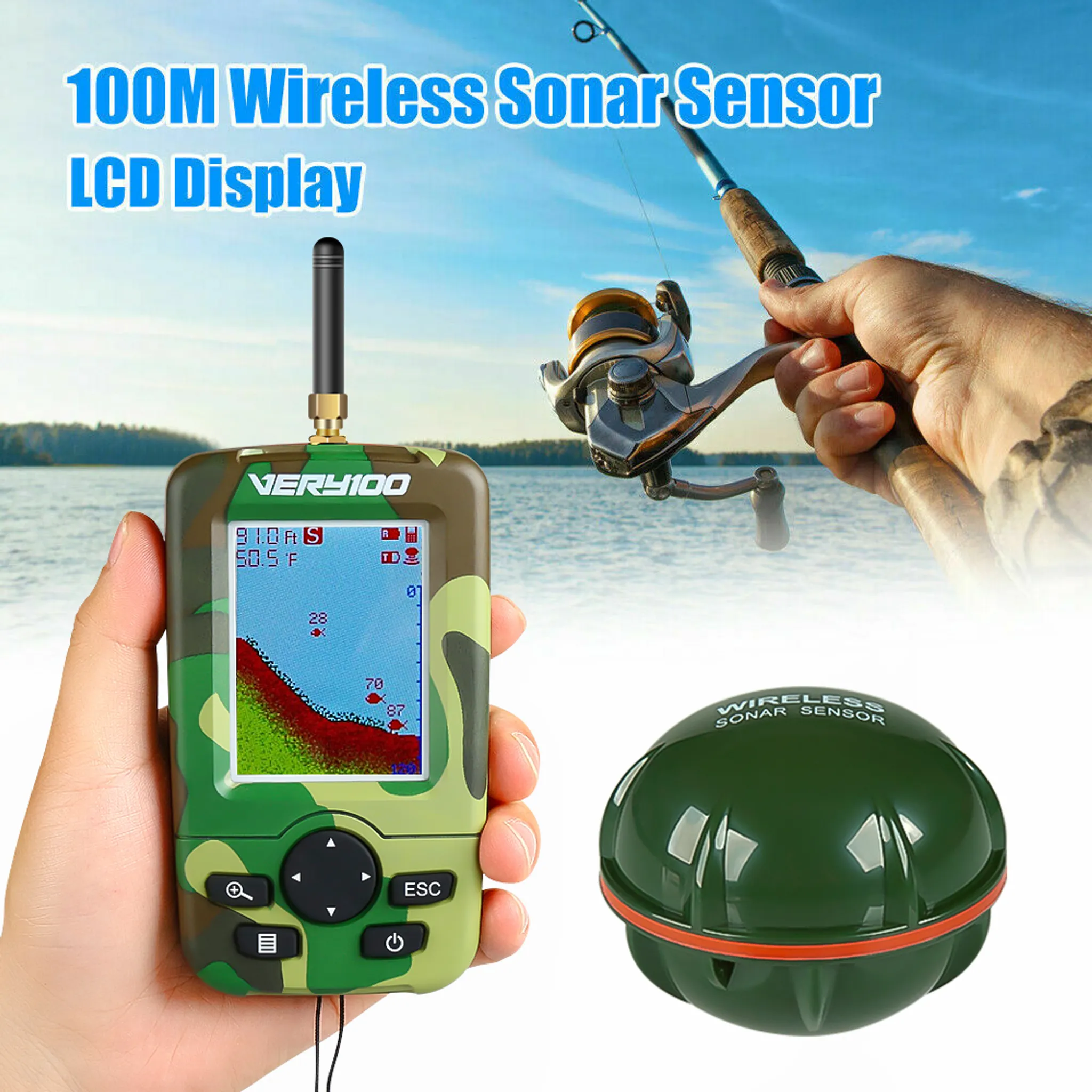 drahtloser Bluetooth-Sonar-Tiefenfisch-Fischfinder Tragbarer Handy-Fischfinder intelligenter visueller hochauflösender Sonar-Fischfinder zum Angeln 