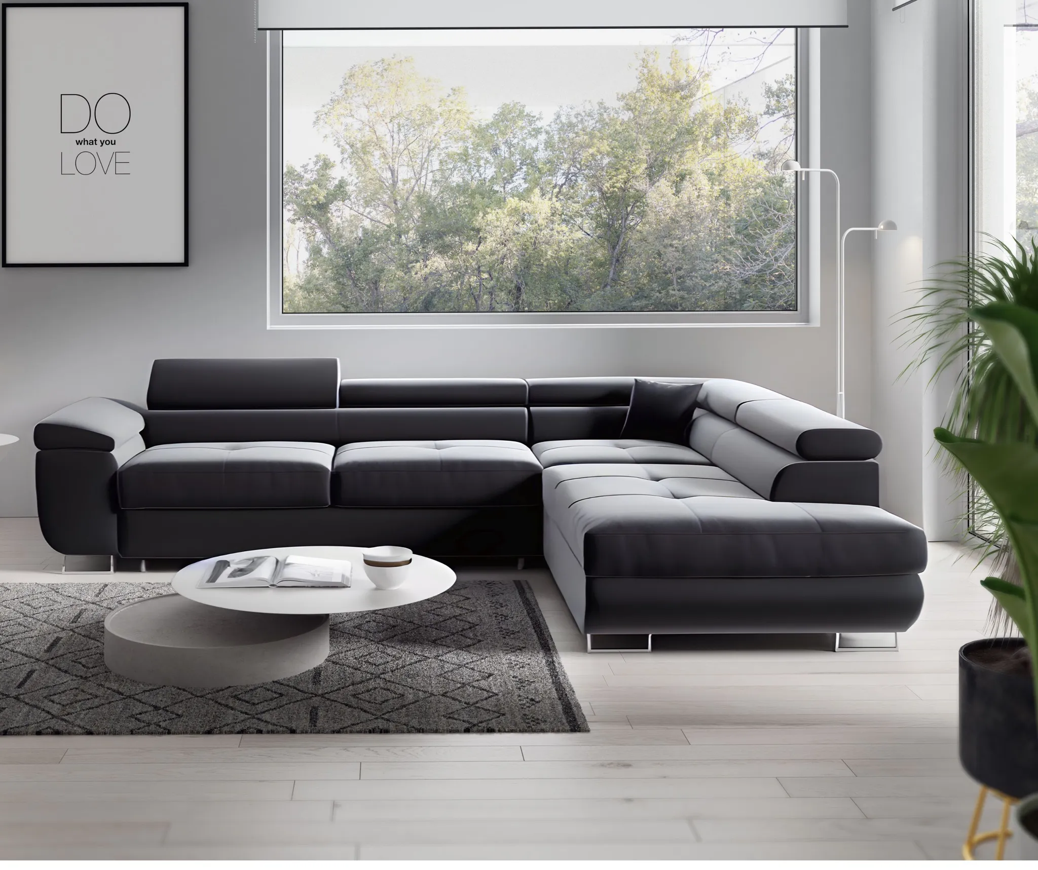 VidaXL Letto Angolare In Poliestere Con Testiera Regolabile, Design Moderno Ed Elegante, Struttura Traspirante Per Camere Da Letto