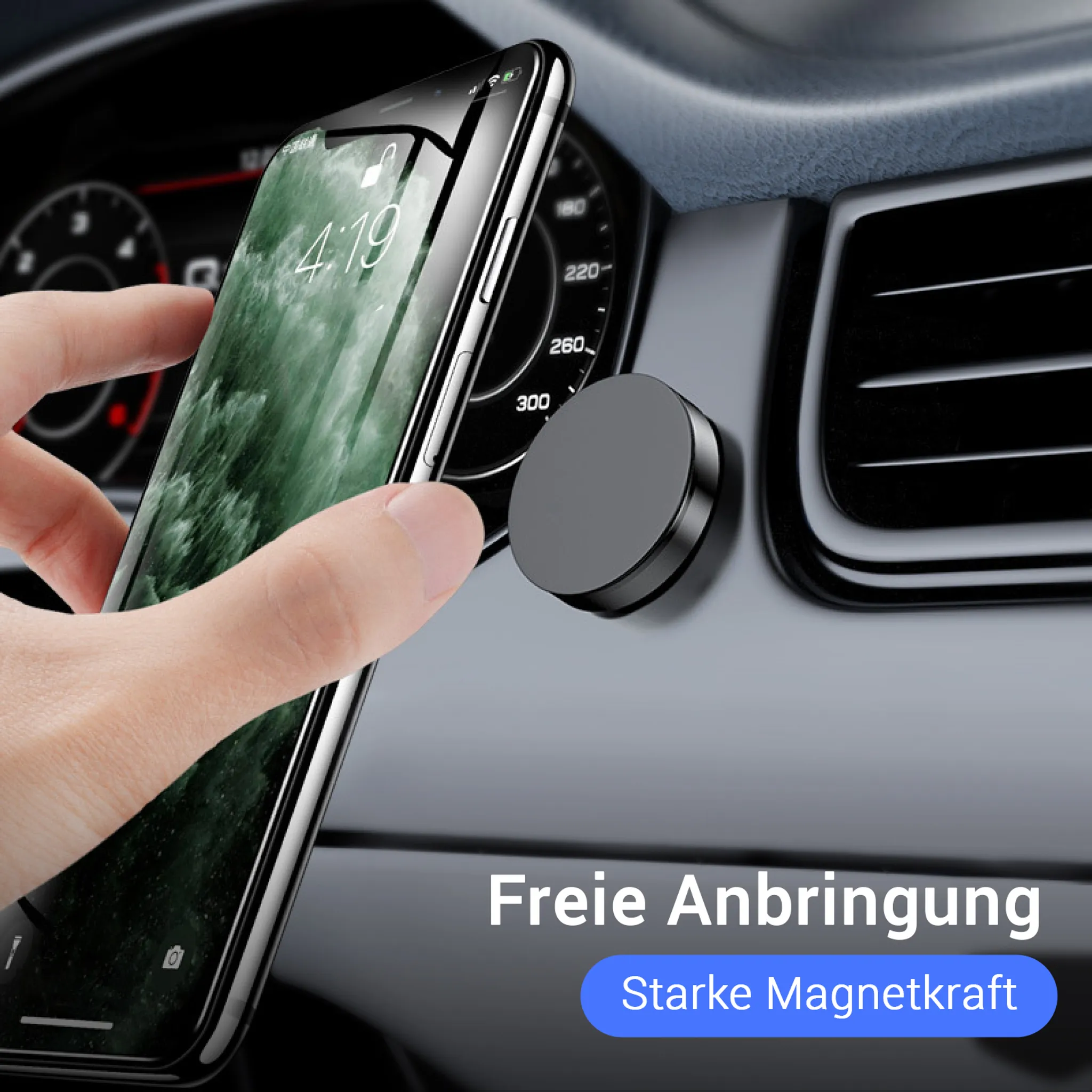 Magnet Handyhalterung Auto Navi Armaturenbrett KFZ Lüftungsgitter Universal  Rund