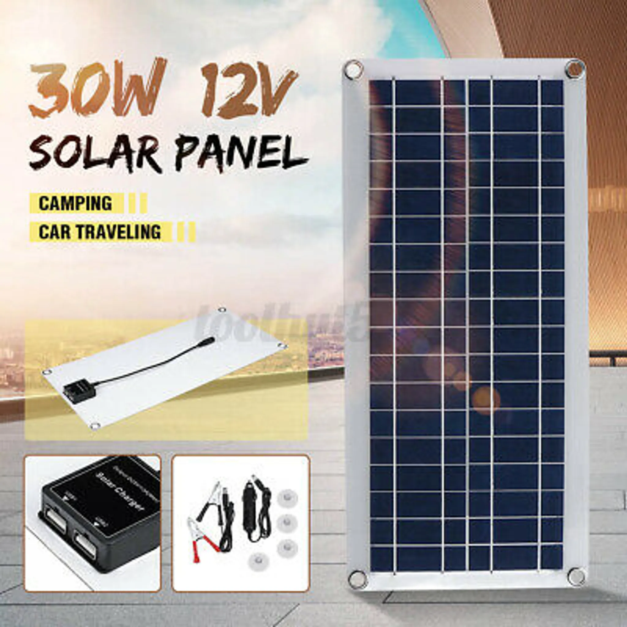 Solarmodul 12V 30W Solarpanel Solarzelle Polykristallin Photovoltaik Solar 