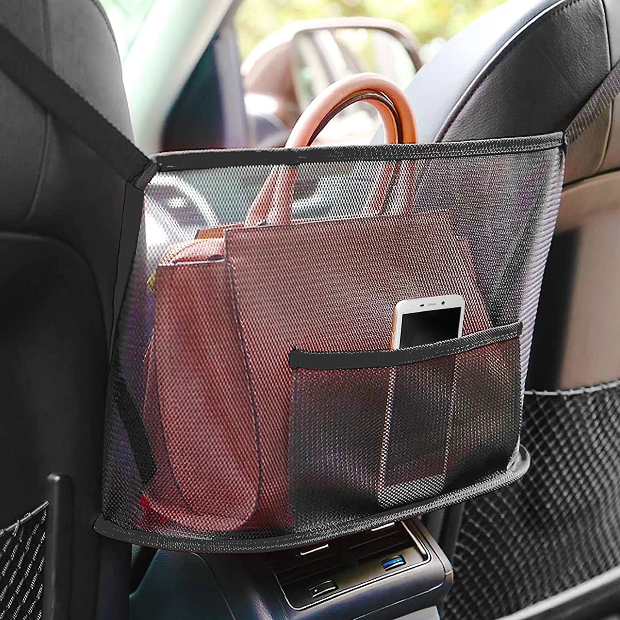 Auto-Netztasche, Handtaschen-Halter, Autositz Aufbewahrungsnetz Tasche, Car  Net Pocket Handtaschenhalter Organizer Auto Interior Zubehör, für