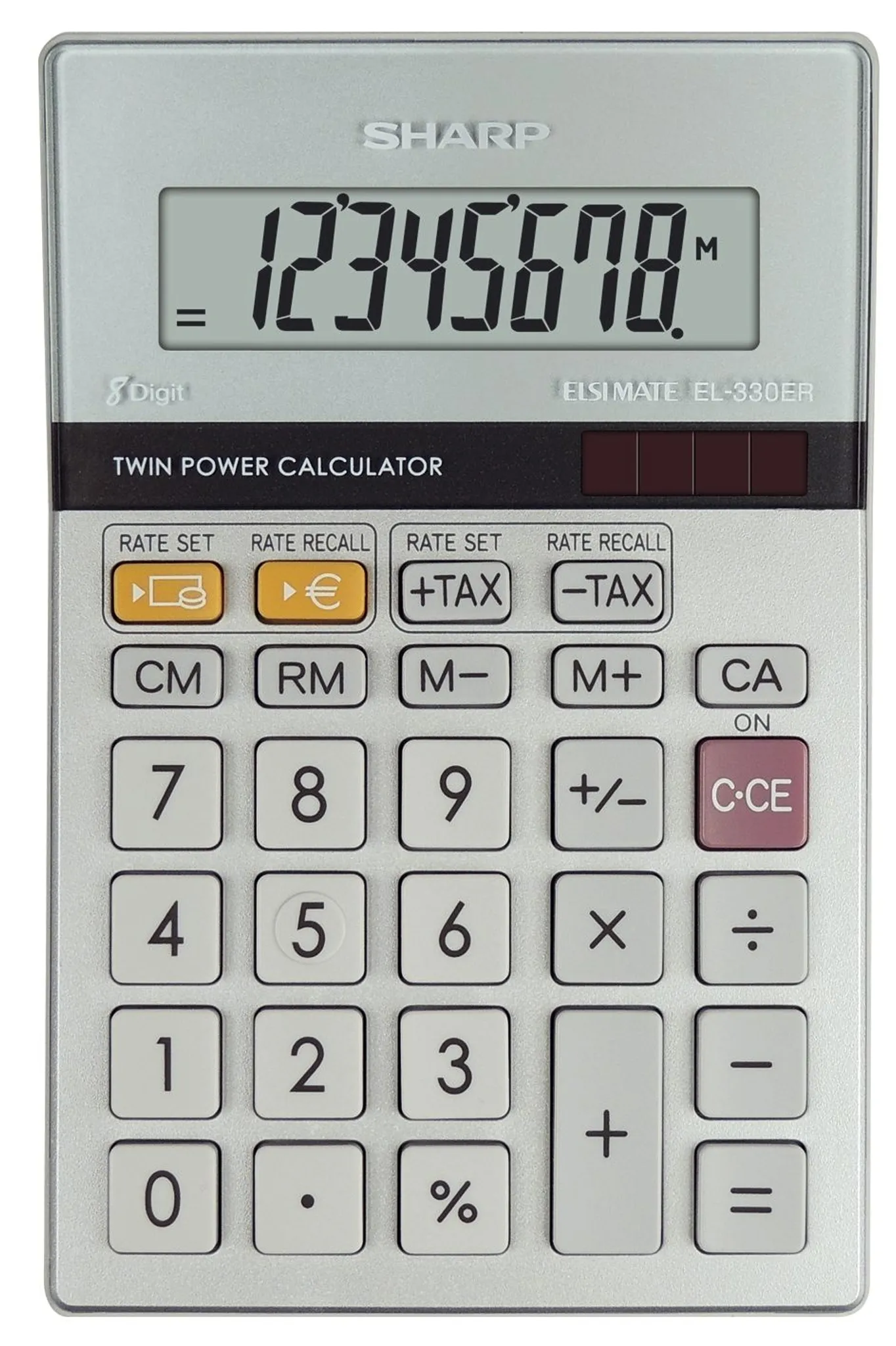Sharp EL-2125C Tischrechner, weiß | 12 Stellen, Steuerberechnungsfunktion, bewegliches LCD-Display, Solar- & Batteriebetrieb – ideal für Büro und Buchhaltung