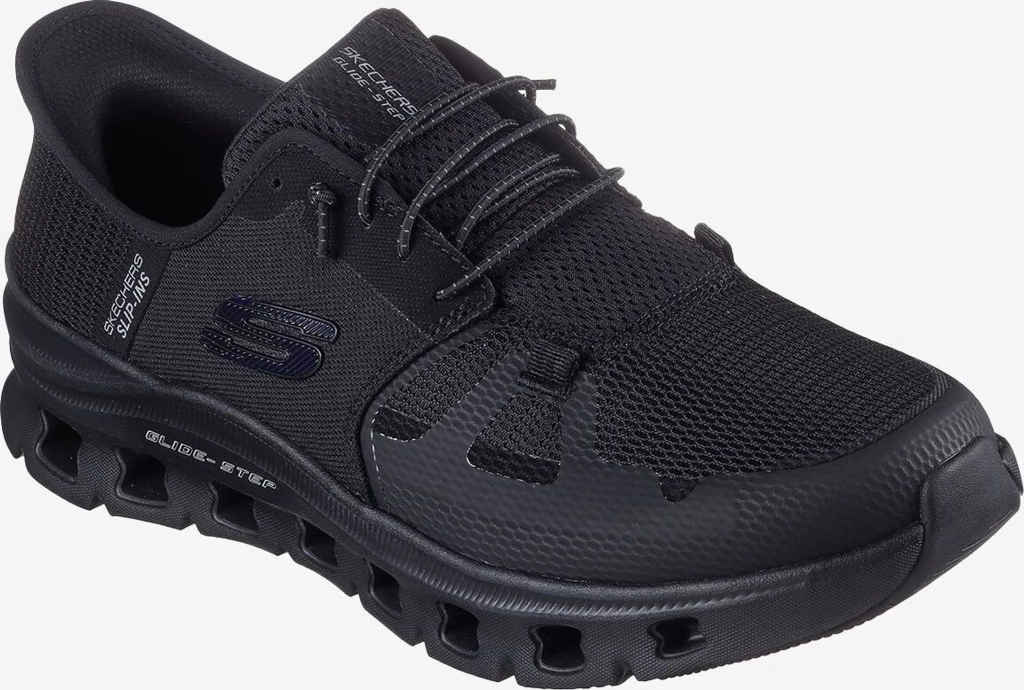 Black skechers slip on shoes shop