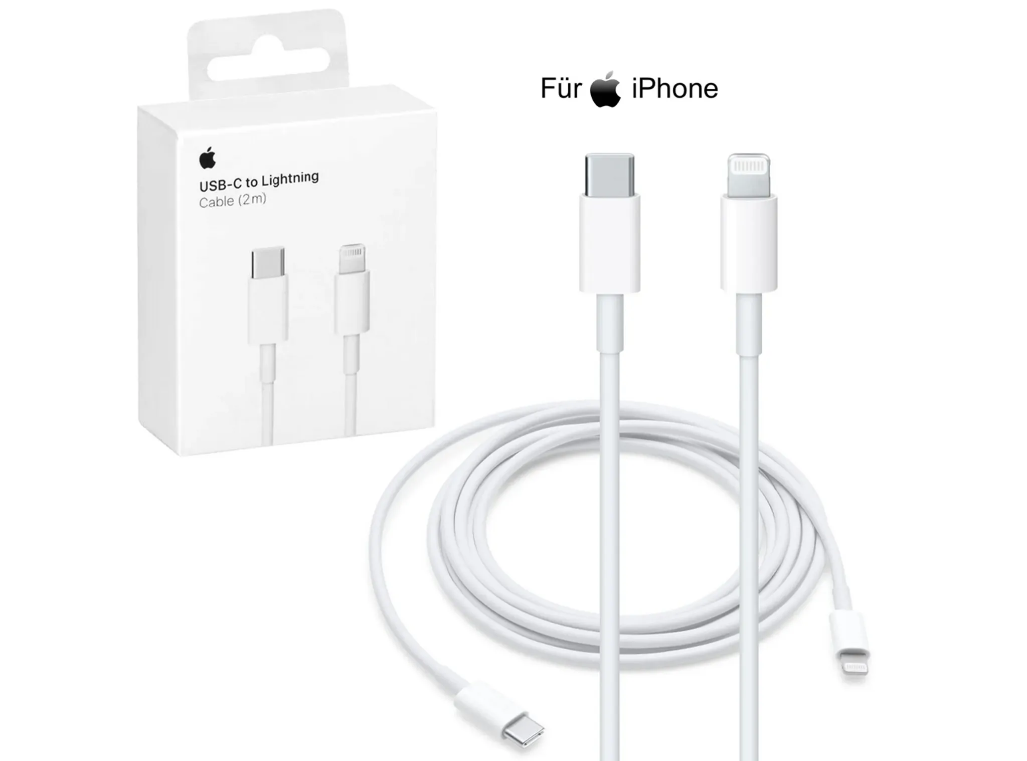 iPhone Ladekabel, Lightning Kabel, USB-C, MFi Zertifiziert, 2 m, weiss -  Ihr Elektronik-Versand in der Schweiz