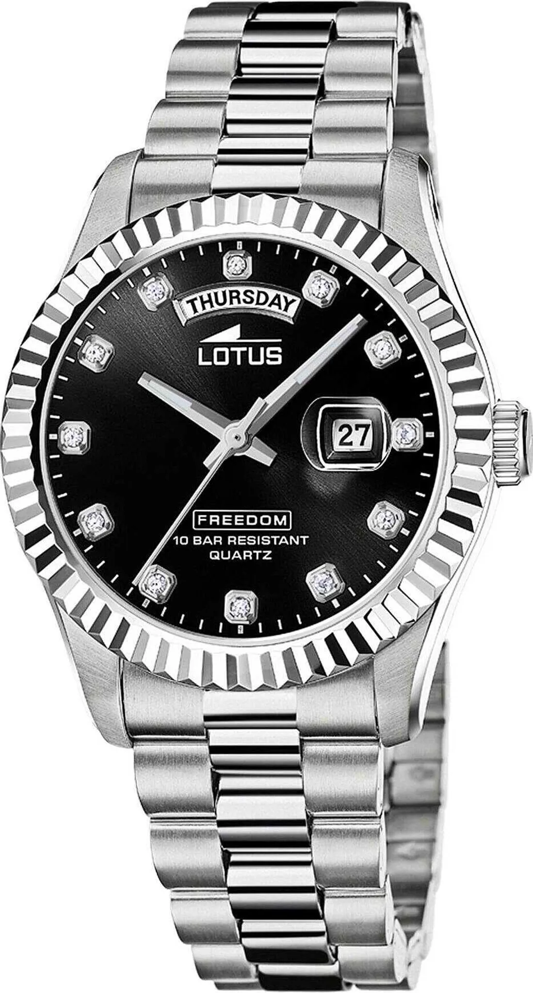 Lotus Orologio Uomo 18688/6 Cronografo – Cassa E Cinturino In Acciaio Inox 316L Argento – Quadrante Nero