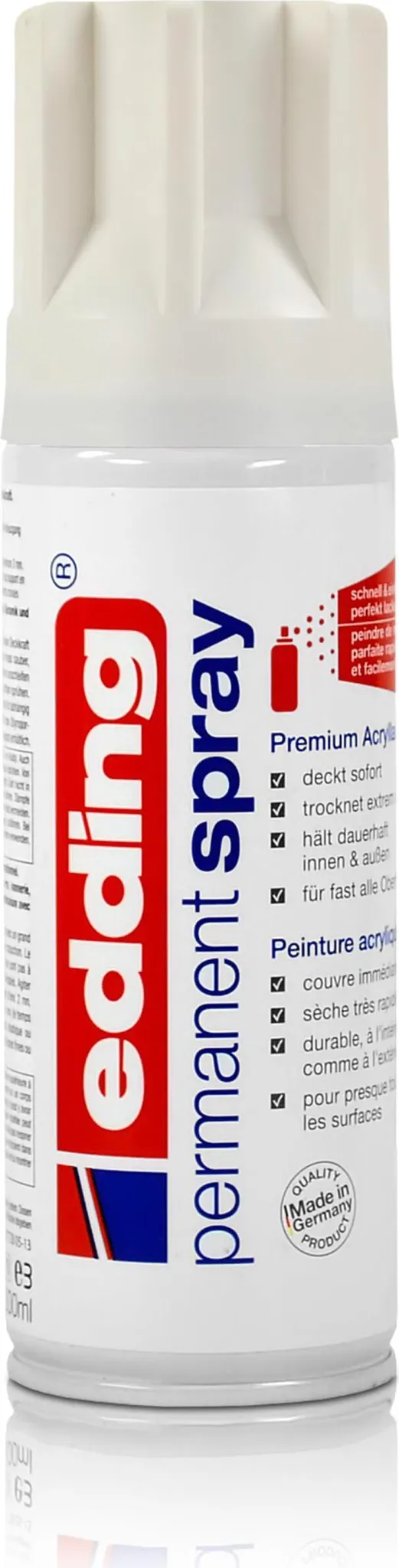 Edding Permanent Spray 2er Pack – Verkehrsweiß Glänzend RAL 9016, 200 Ml, Acryllack Für Innen/außen