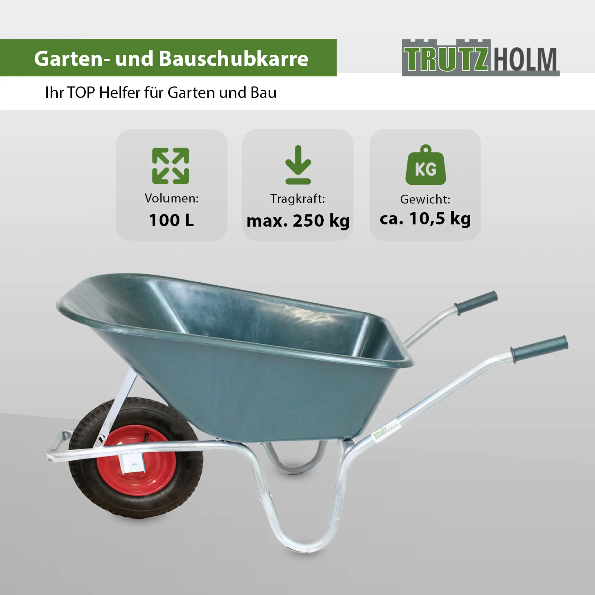 85 Liter Mulde verzinkt Grau LIMEX Schubkarre Bauschubkarre Gartenkarre 