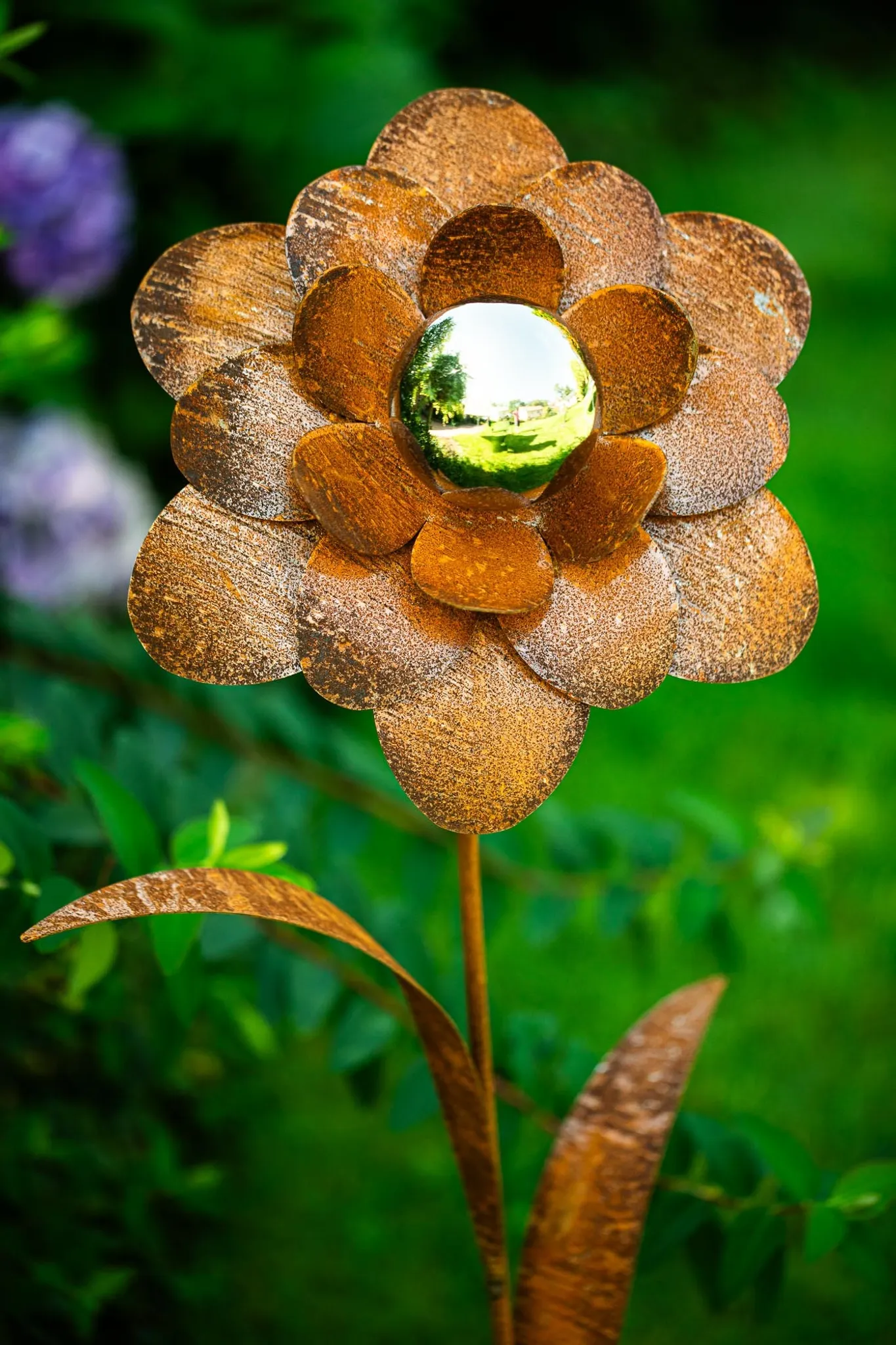 Gartenstecker Pusteblume Aus Metall - Ca. 100 Cm Hoch, Edelrost-Optik, Handgearbeitet