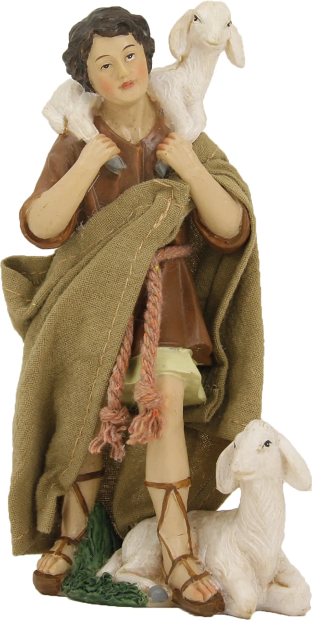 Krippenfiguren Einzeln Hirte Mit Schaf Auf Schulter / Hu00f6he:7 Cm /  Handbemalt Krippenstall Weihnachten, image size:1032x2048