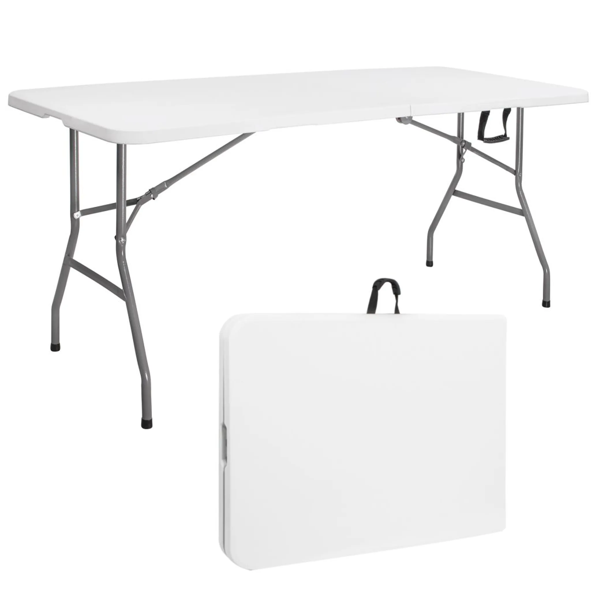 SVITA Buffettisch Klapptisch Campingtisch Gartentisch Tisch Koffer 180 cm grau 