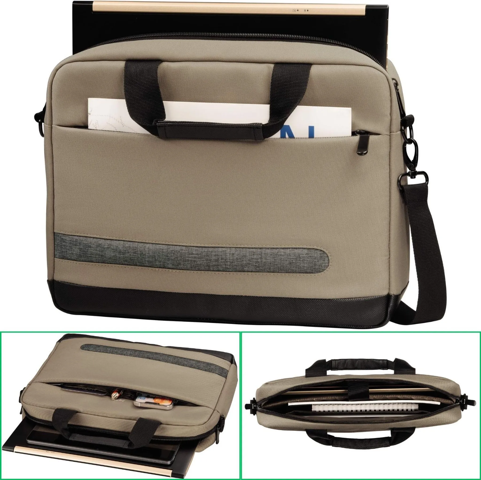 Hama Laptoptasche Notebook Tasche Bis 40 Cm  15,6 Zoll  Aus Nylon Eleganter Look Mit Tablet Und Dokumentenfach Organizerstruktur Und Trolleyband C1667103020