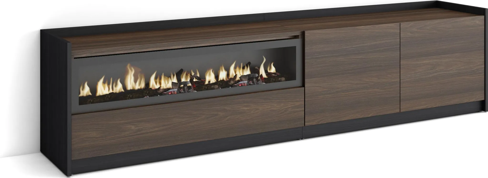 Skraut Home Catalogue Skraut Home | Meuble TV | Banc Télé | Grand Espace De Rangement | 200x45x35cm | Pour Les TV Jusqu'à 80" | Suspendu, Mural | Style Moderne | Chêne Et Noir Meuble Skraut Home