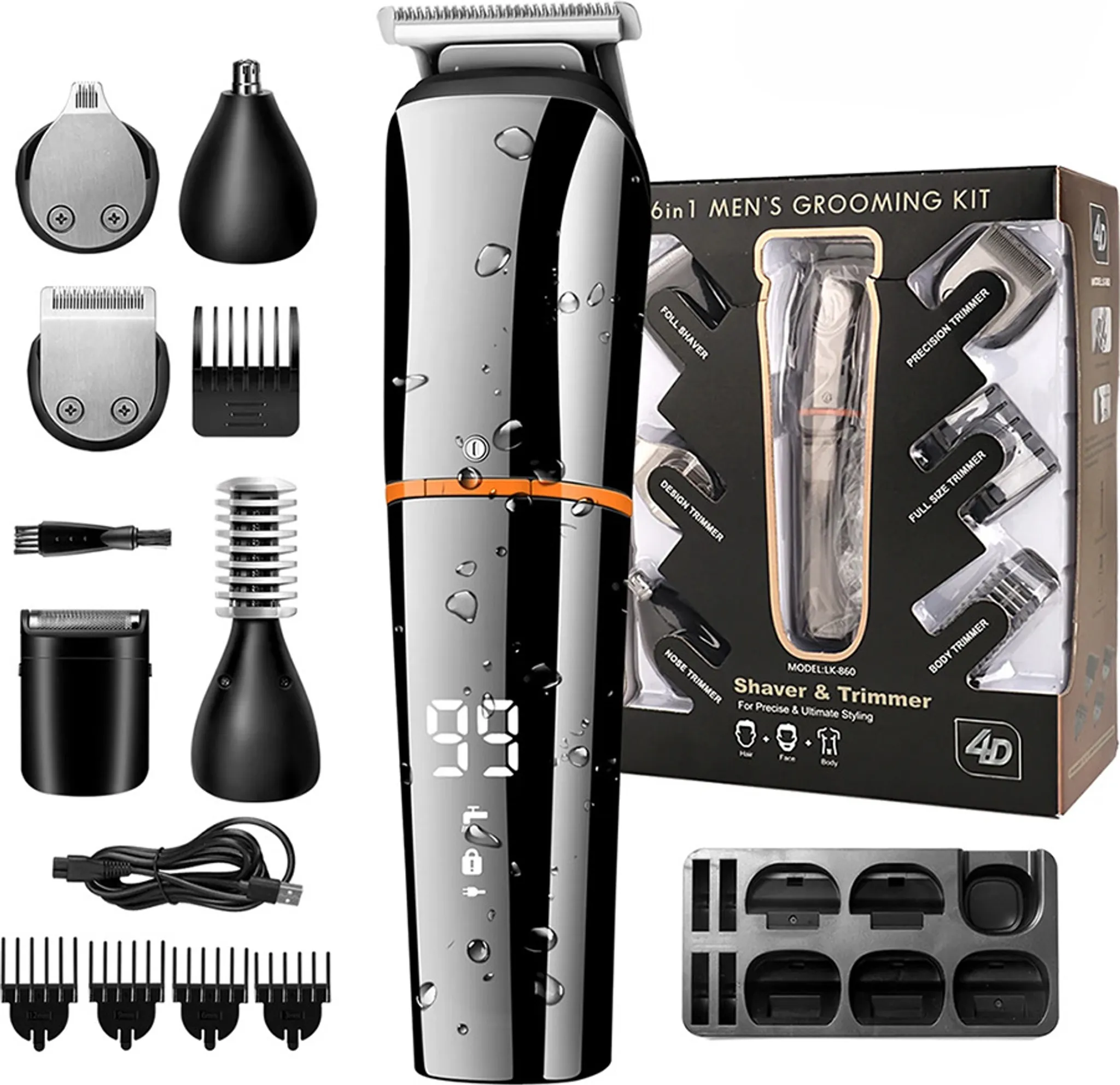 Profi Haarschneider Set Kabellos – Mit Barttrimmer, 7500 U/min, 150 Min Laufzeit & 16 Zubehörteilen