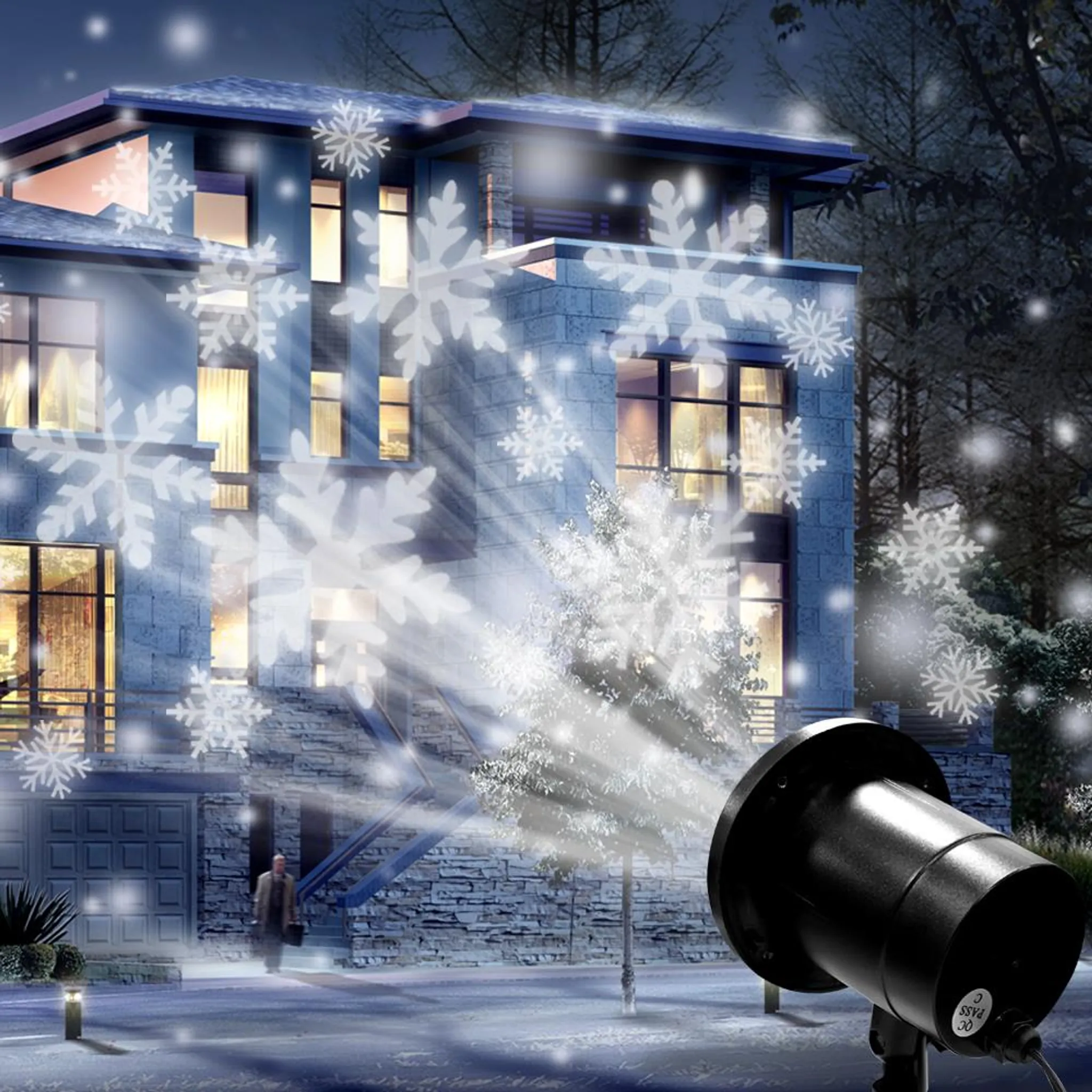 LED Projektor Weihnachten, LED Schneeflocken Projektionslampe mit