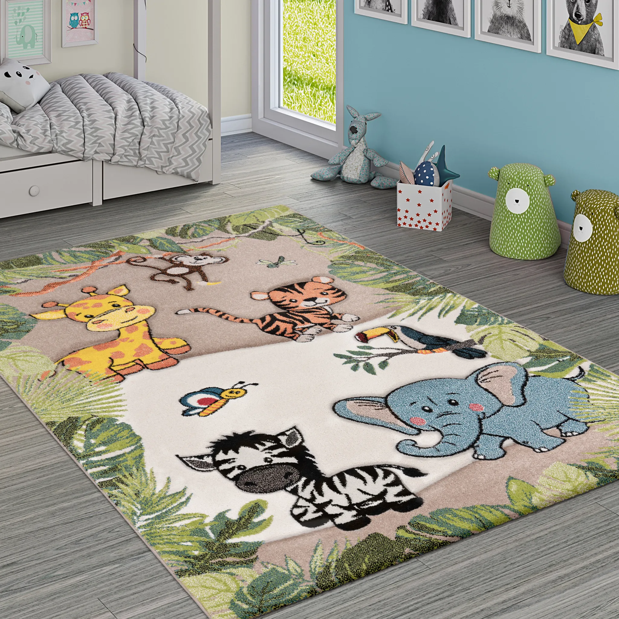 Kinderteppich Kinderzimmer Dschungel Tiere