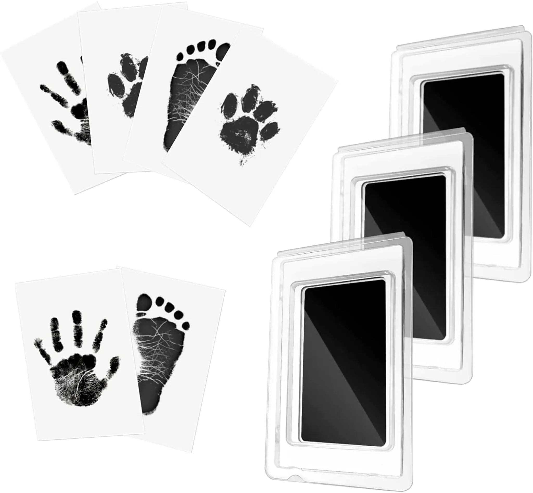 Stempelkissen für Hand- und Fußabdruck Fotorahmen Souvenir mit Pfotenabdruck-Kit 4 Farben sicher und einfach abwaschbar ungiftig 