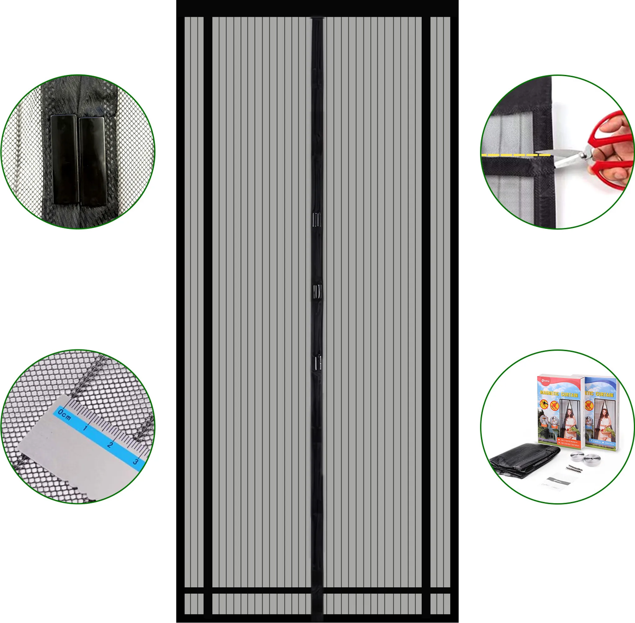 Magnet Fliegengitter Für Balkontür 86x200 Cm – Selbstklebend, Automatisches Schließen, Grau