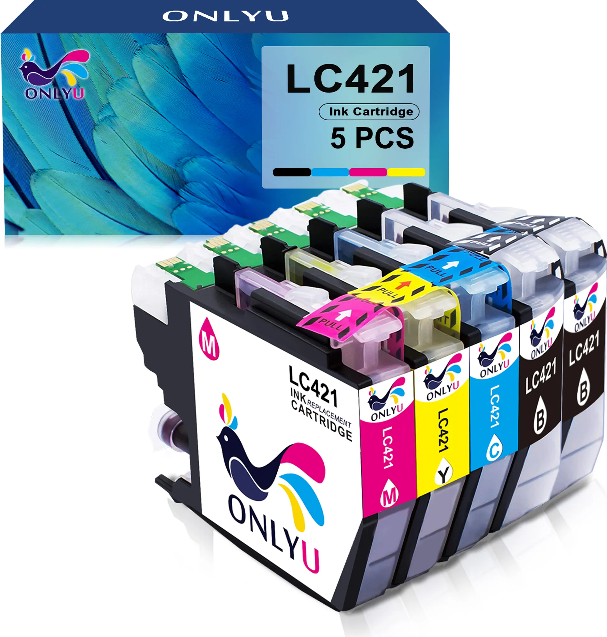 5 Cartucce Compatibili Brother LC421XL – Nero, Ciano, Magenta, Giallo Per DCP-J1050DW J1140DW MFC-J1010DW