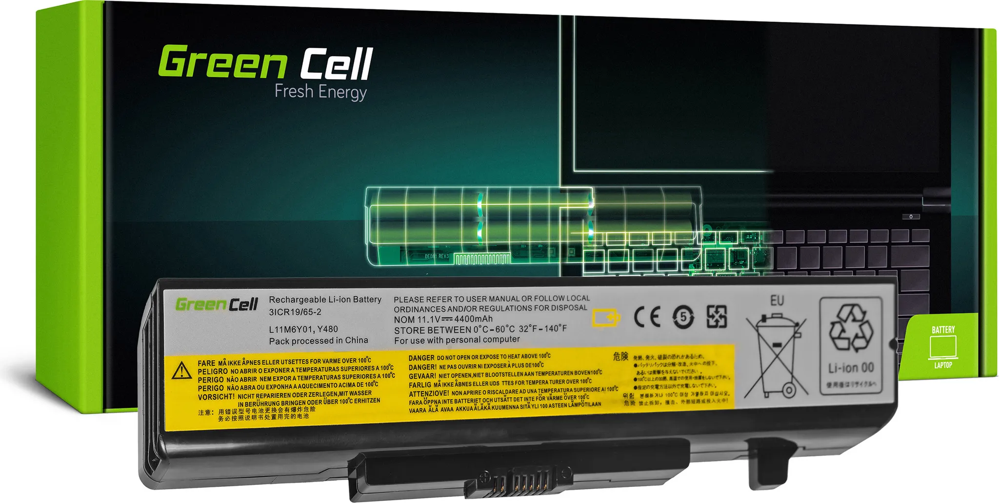 Batterie Green Cell Pour Lenovo L14L4A01 L14M4A01 IdeaPad 500 - 2200mAh 14.8V Compatible Z51 Z41