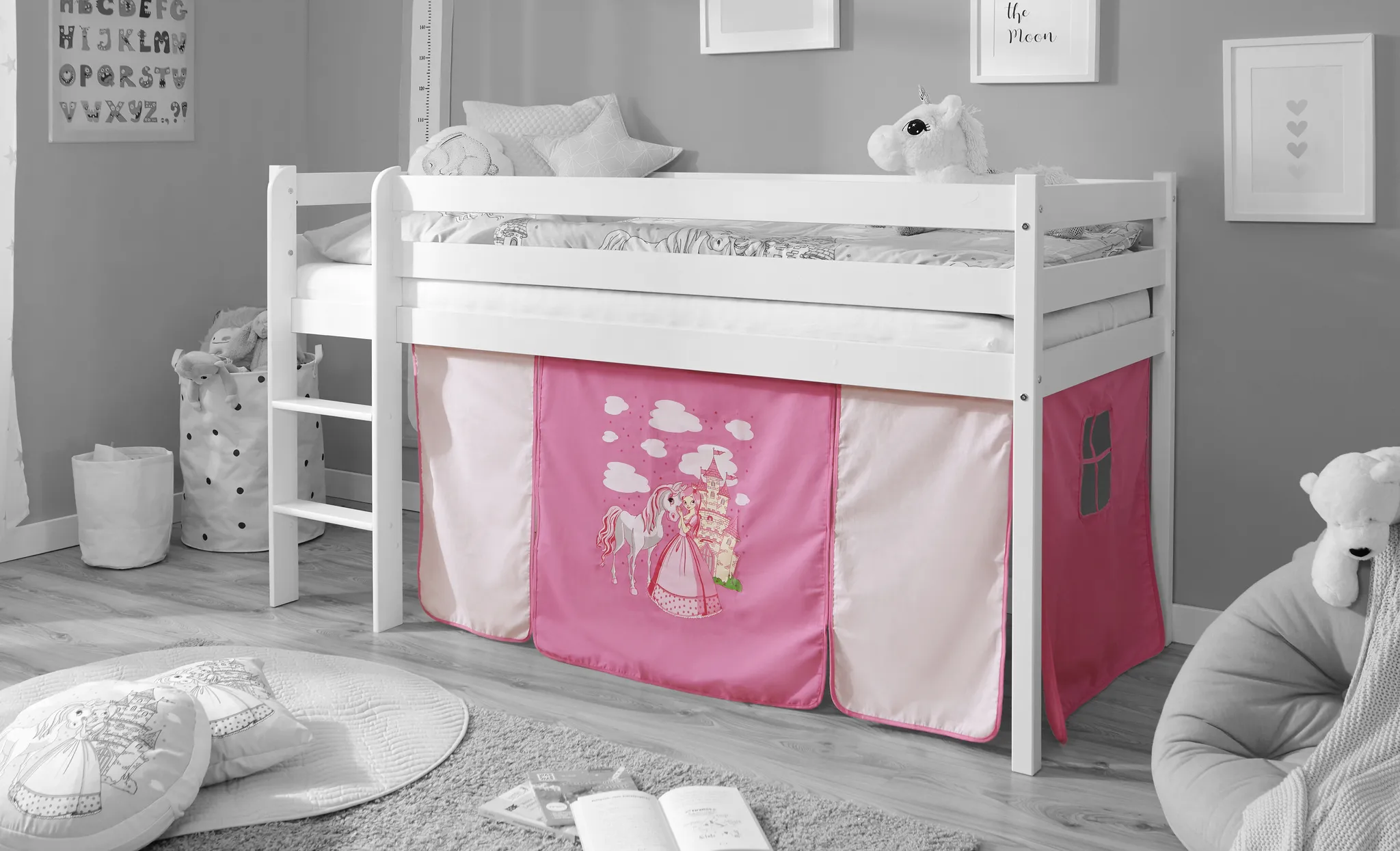 Lilokids Bettvorhang Rosa, Vorhang für Hochbett, Kinderbett und