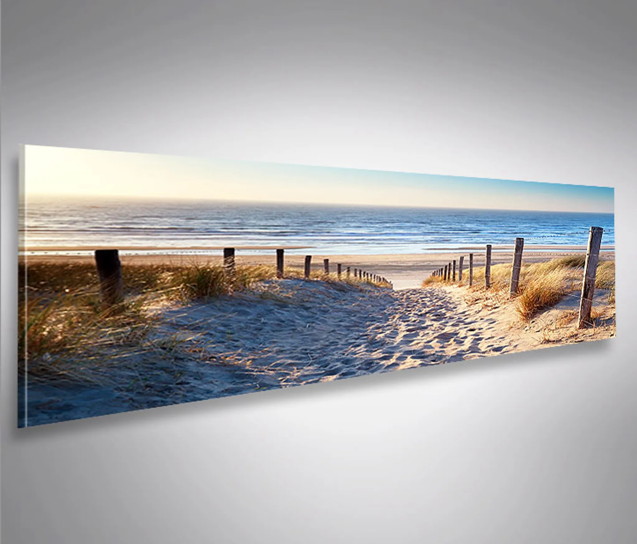 Poster Eyecatcher Panorama - XXL Weg Bilder Bild Dünen von zum islandburner auf Leinwand Leinwandbild Wandbild Meer