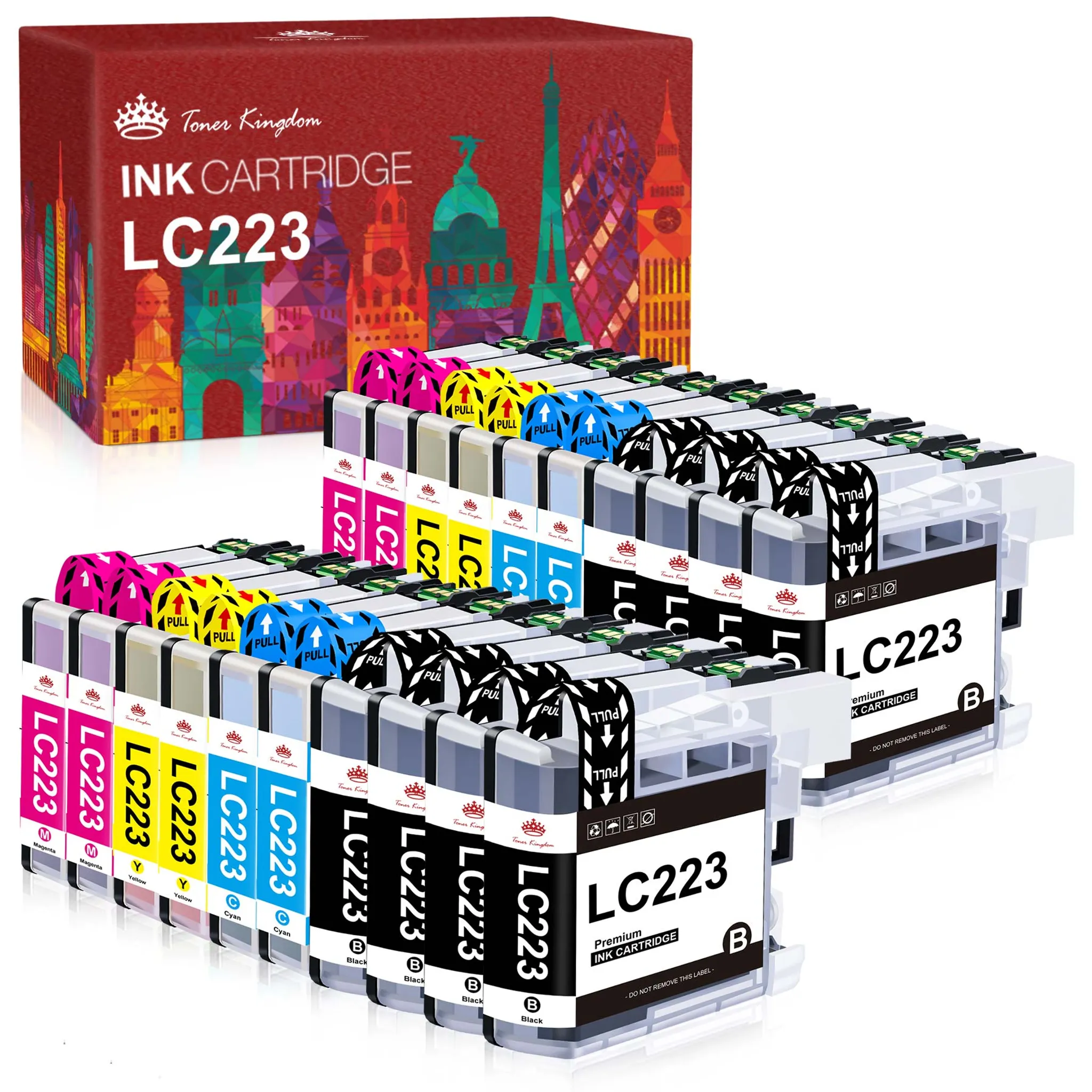 LC223 Ink Cartridges,Compatible for Brother LC223XL LC223 BK CM Y Ink  Cartridges,Work for Brother DCP-J4120DW,MFC-J4420DW J4620DW J4625DW J5620DW