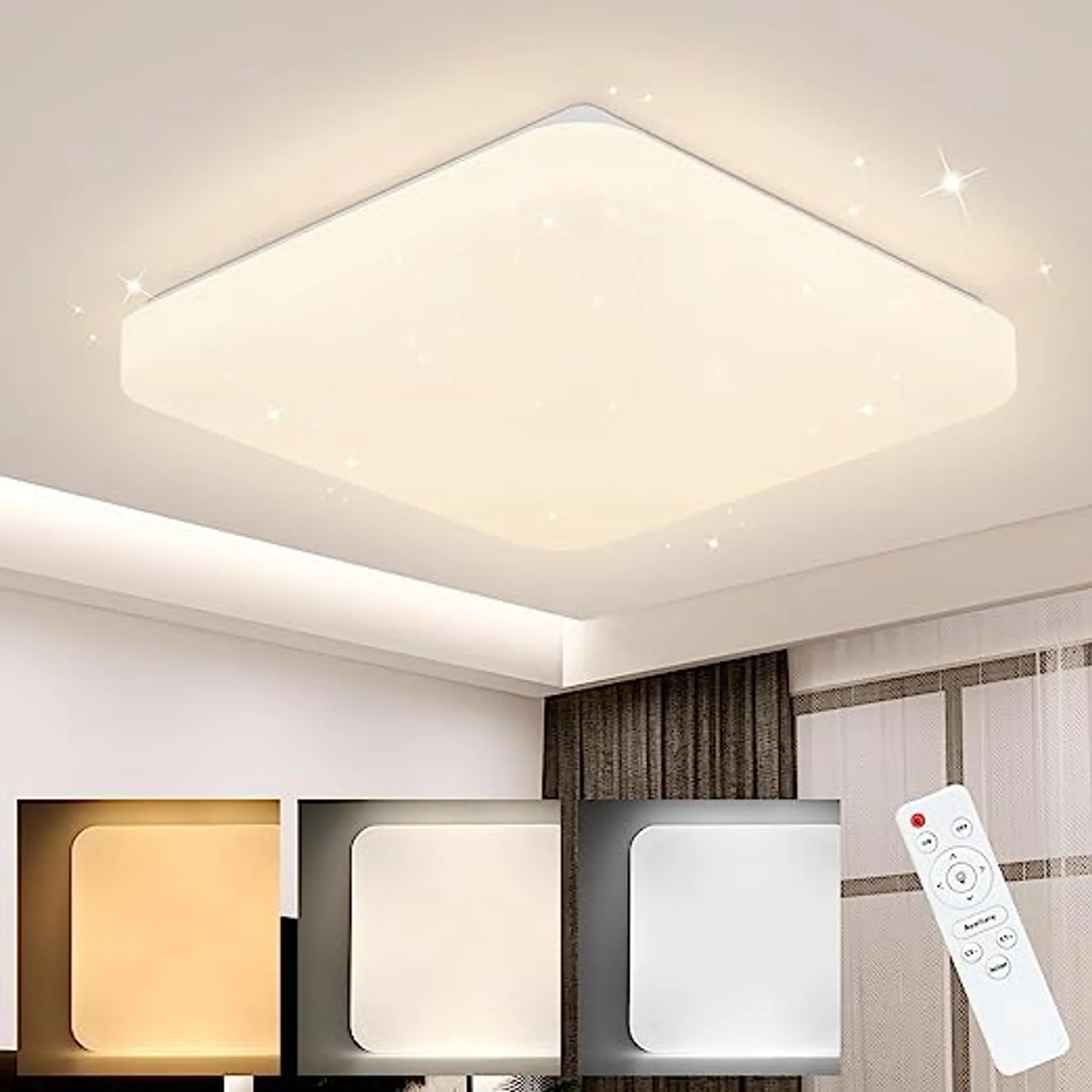 ZMH Deckenlampe LED Deckenleuchte Wohnzimmer - Dimmbar Schwarz Modern  Wohnzimmerlampe Fernsteuerung Rund Design 42W Schlafzimmerlampe  Deckenbeleuchtung für